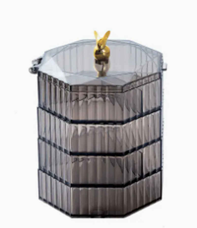 Coonoor Schmucketui Drehbarer Schmuckaufbewahrungsbehälter, 10,5x15,5cm Transparente Aufbewahrungsbox