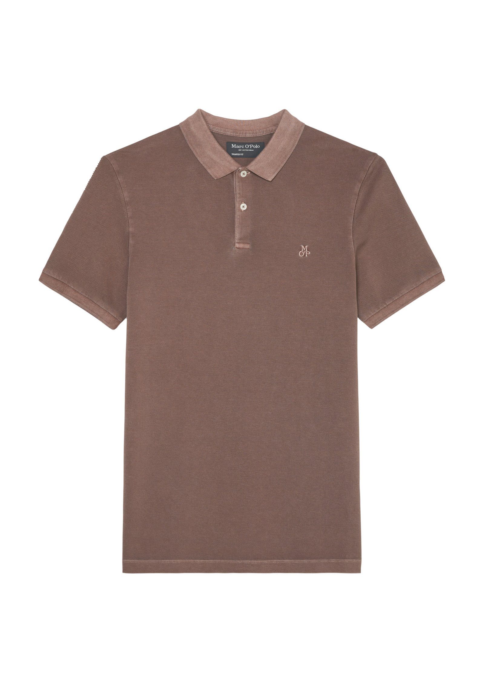 Cotton-Stretch Organic Poloshirt braun O'Polo Marc aus