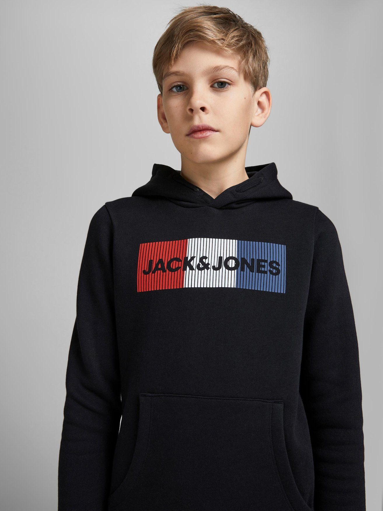 Jack & Jones Logo Pullover 6502 Kapuzen Sweater Hoodie in JJECORP Schwarz Hoodie