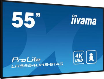 Iiyama LH5554UHS-B1AG 54.6inch 500cd/m2 High Brightness Professional Large TFT-Monitor (3840 x 2160 px, 4K Ultra HD, 8 ms Reaktionszeit, IPS, Wi-Fi, Lautsprecher, HDCP)