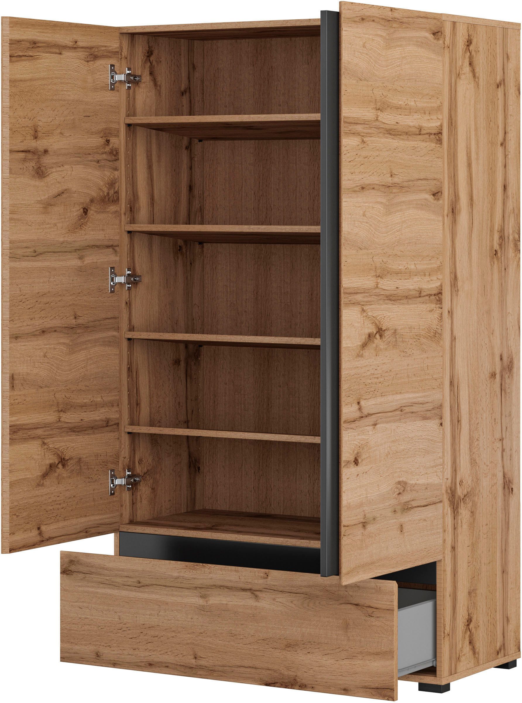 OTTO home Mehrzweckschrank Cross,Breite 89 cm, Highboard, Universalschrank, Garderobe Waescheschrank mit viel Stauraum, Einlegeböden verstellbar – Bild 4 von 5