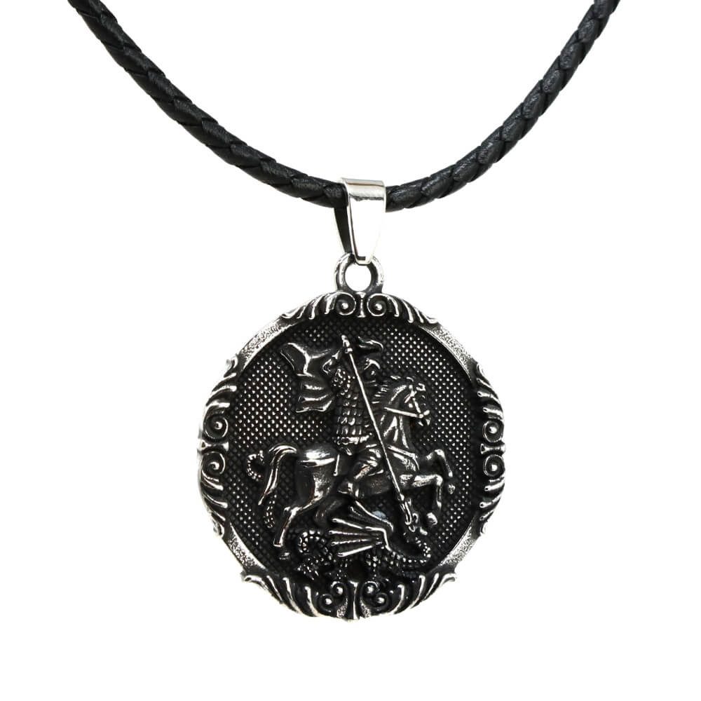Kette mit Anhänger Lederkette Edelstahlkette 316L ZEUS AMULETT