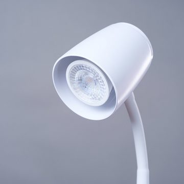 kalb LED Tischleuchte LED Tischleuchte 5W weiß Leuchtmittel austauschbar GU10 warmweiß 230V, Schalter im Anschlusskabel, warmweiß