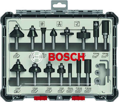 Bosch Professional Fräser-Set, 15-teilig, 1/4"-Schaft