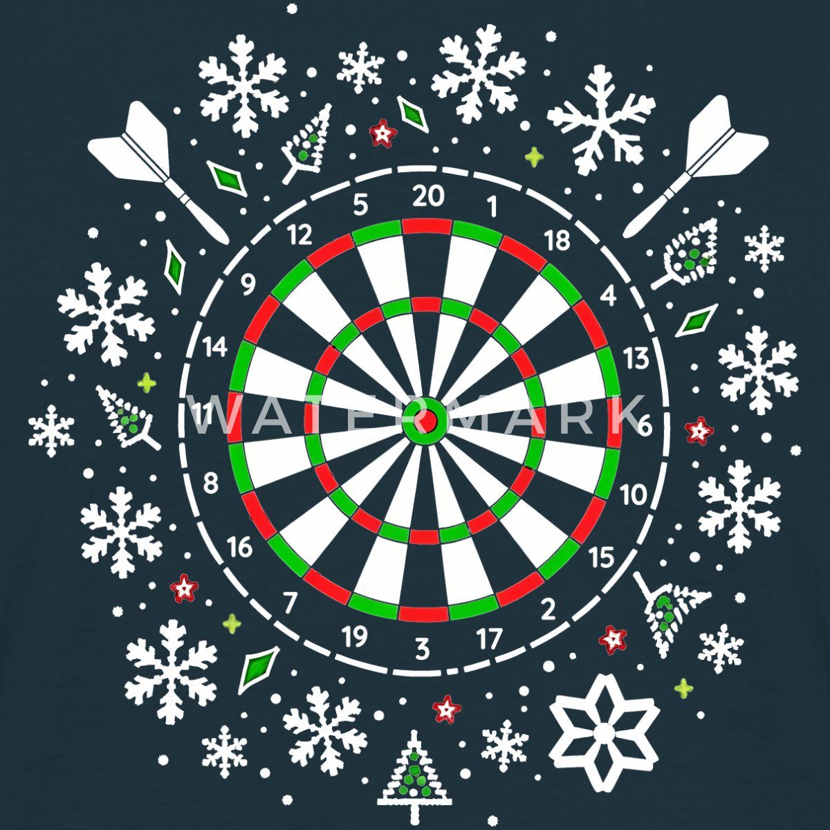 Spreadshirt T-Shirt Ugly Christmas Dartboard Mit Schneeflocken Männer T-Shirt (1-tlg)
