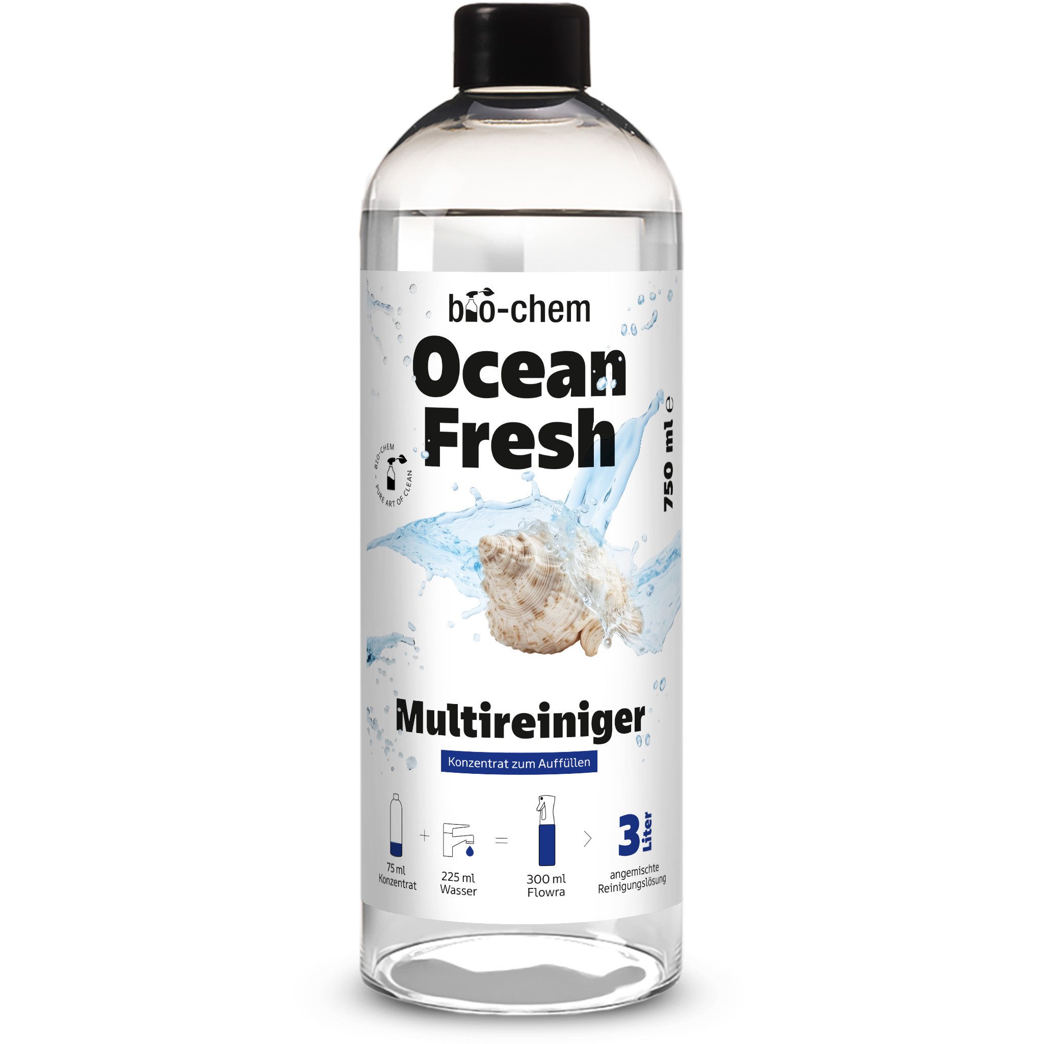 bio-chem Ocean Fresh Multireiniger Konzentrat Nachfüllflasche 750 ml Allzweckreiniger (Einzelprodukt, [- Ocean Fresh Multireiniger Konzentrat 0.75 l Sanfte Reinigung für ein Zuhause mit stilvollem Erscheinungsbild)