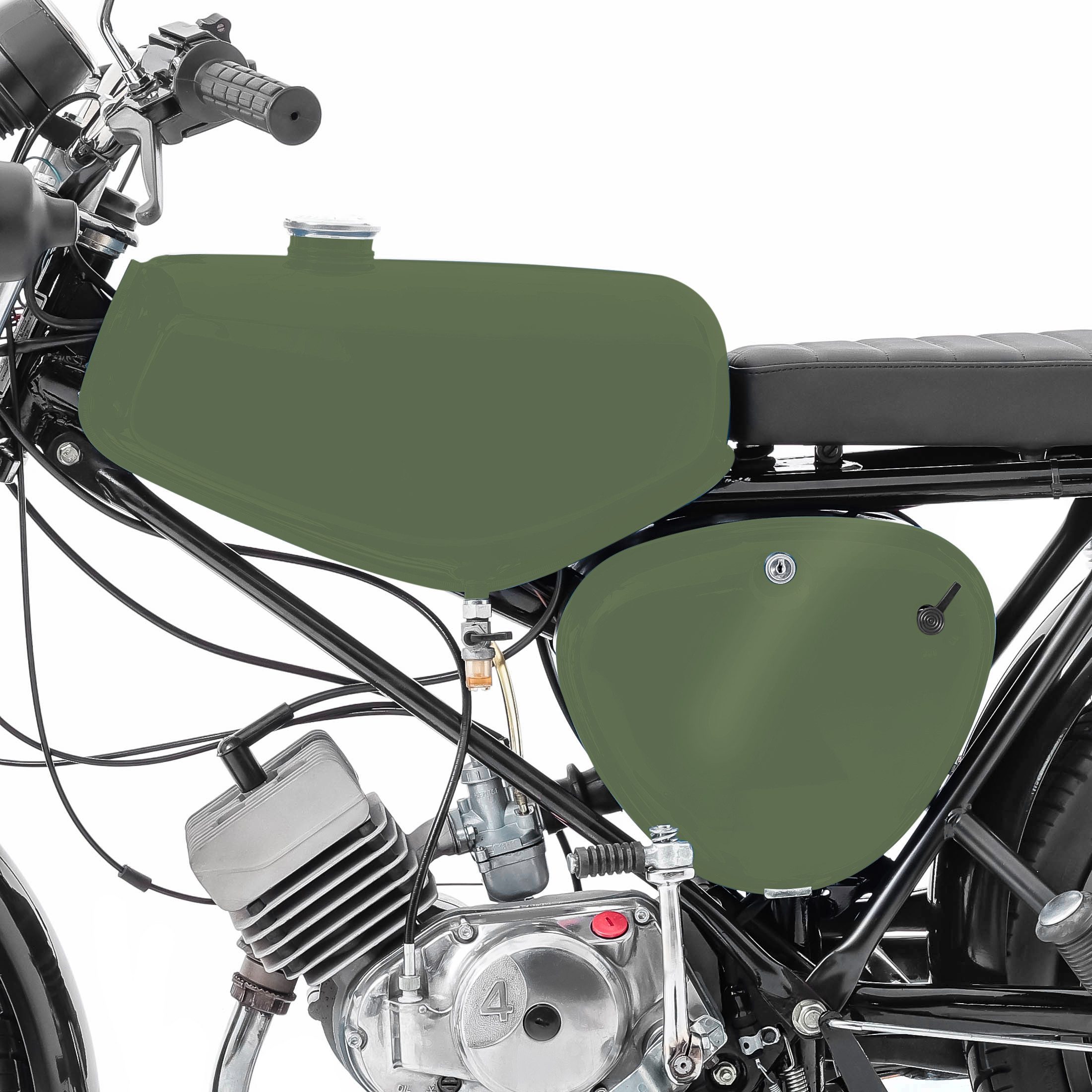 Craftride Halter Tank / Benzintank für Simson S51 / S50 / S70 mit Seitendeckel olivgrün