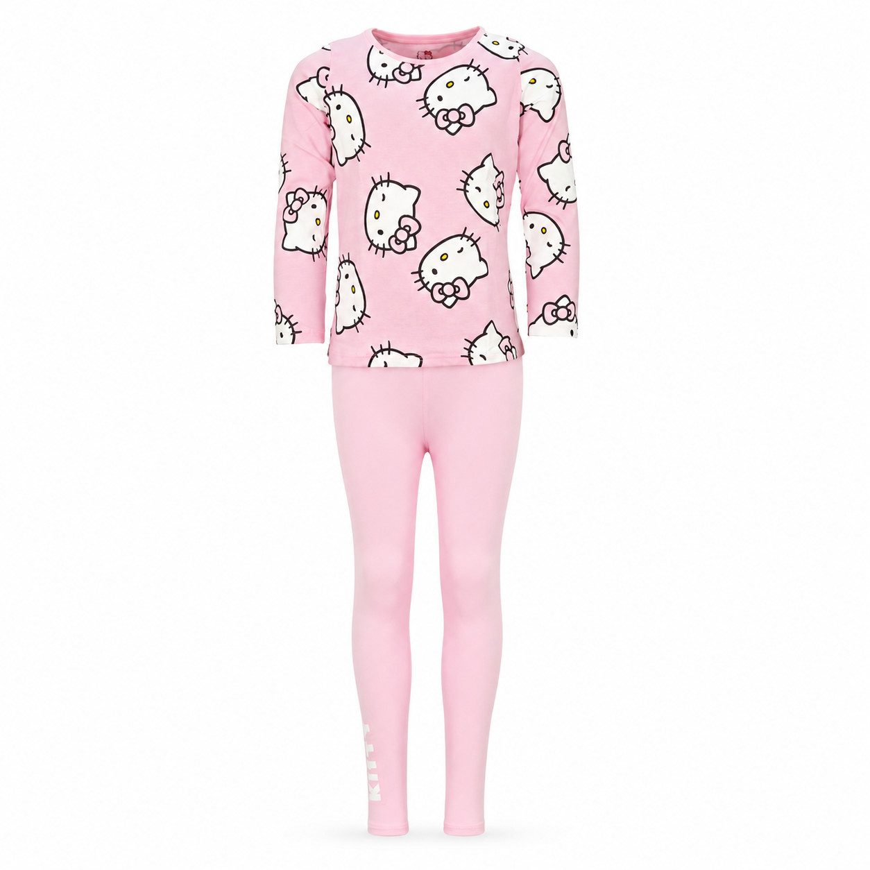 Hello Kitty Schlafanzug Hello Kitty Kinder Mädchen Schlafanzug Set – Rosa & Grau Gr. 104 bis 134