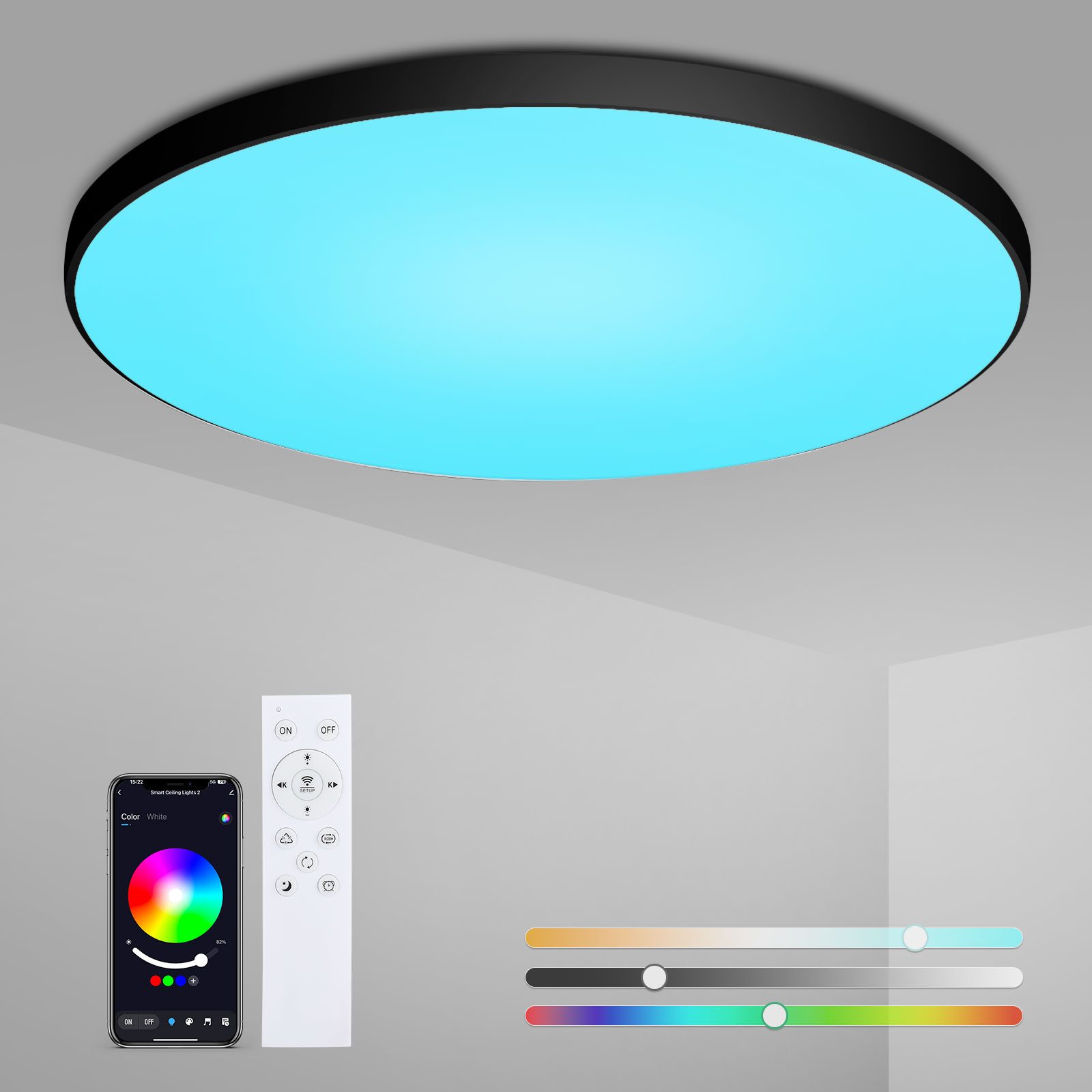 Oraymin Deckenleuchte Smartes Lampe RGB Schwarz günstig online kaufen