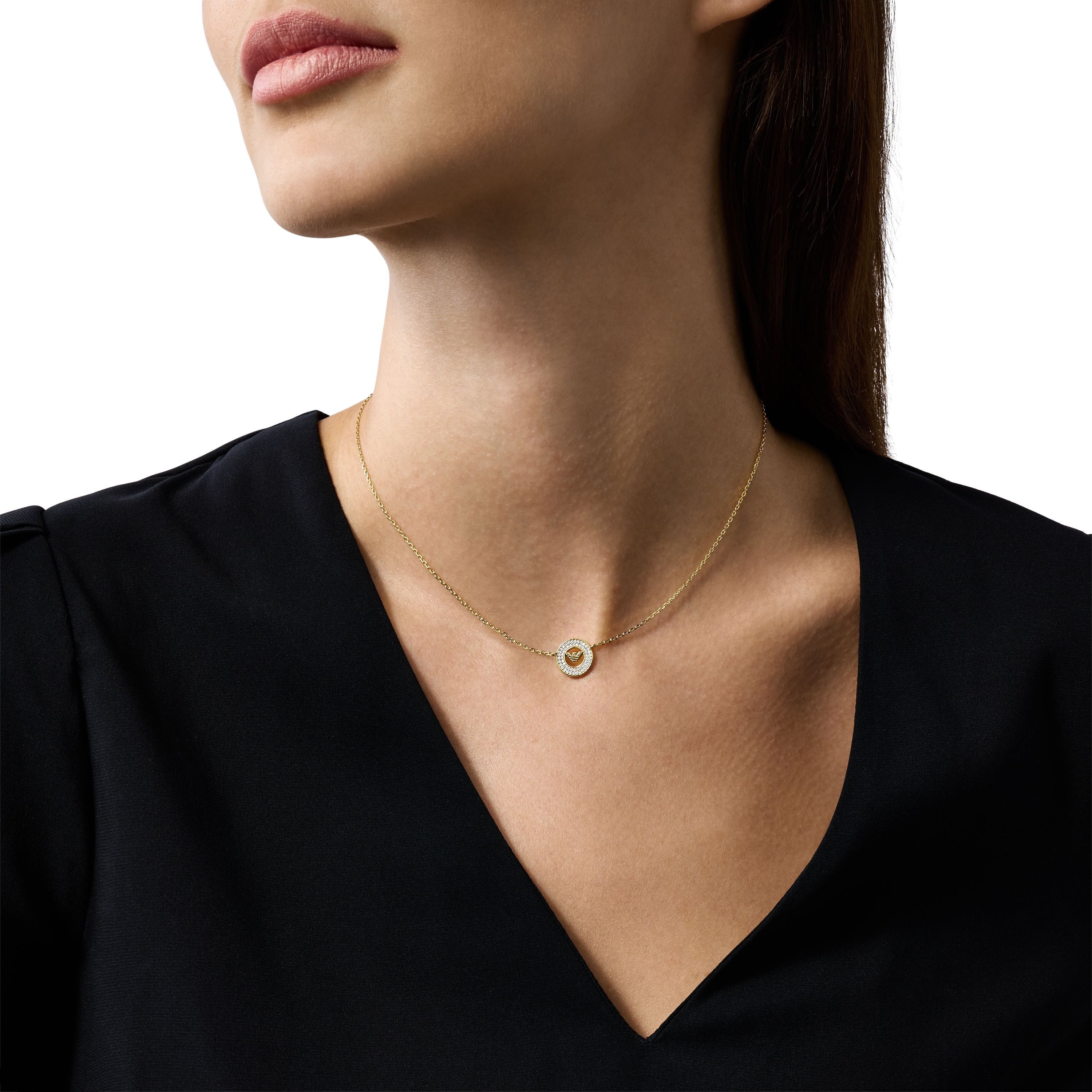 Emporio Armani Kette mit Anhänger Schmuck Geschenk Silber 925 KEY BASICS EAGLE CORE, mit Zirkonia (synth)