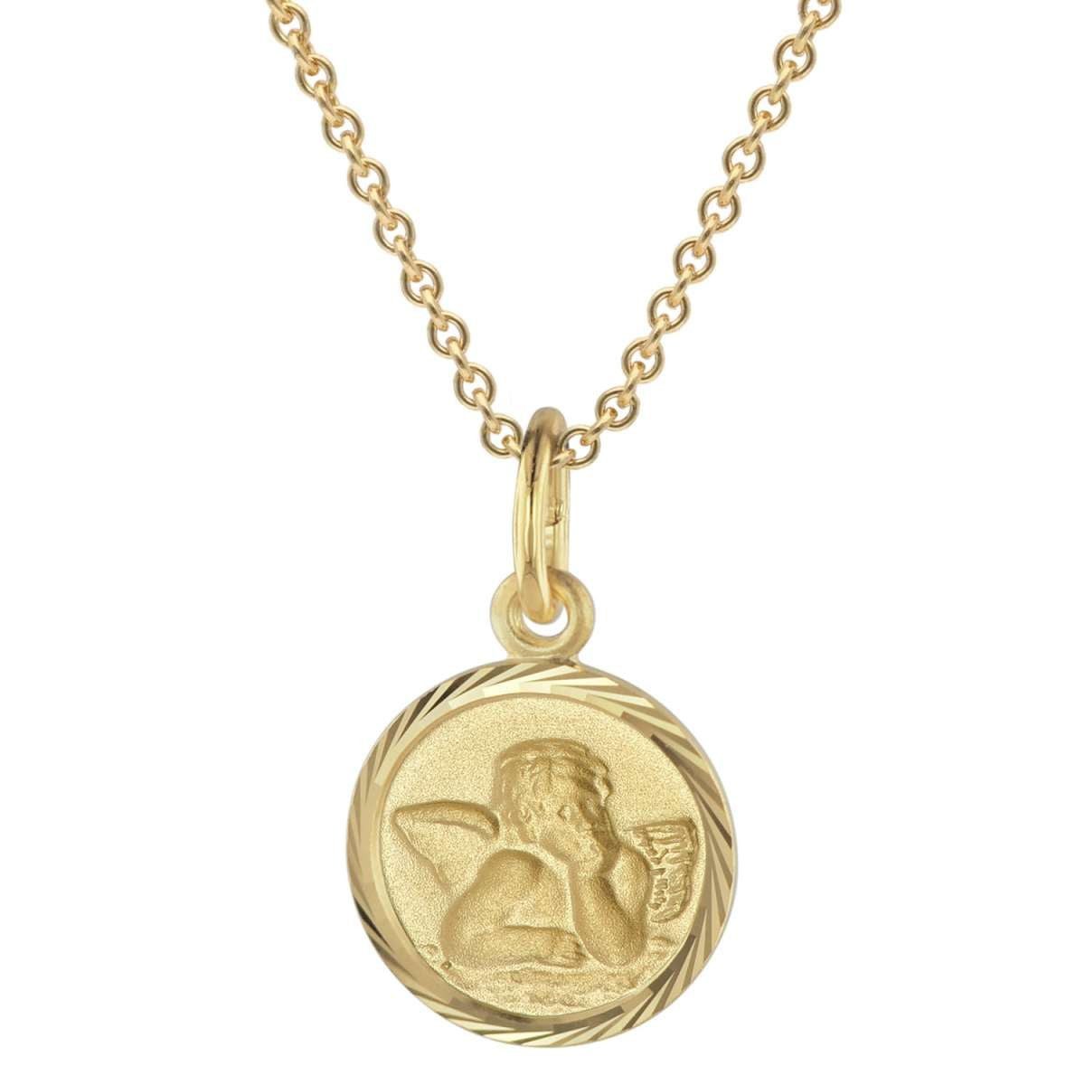 trendor Kette mit Anhänger 31184, Kinder mit Amor Engel 925 Silber Vergoldet