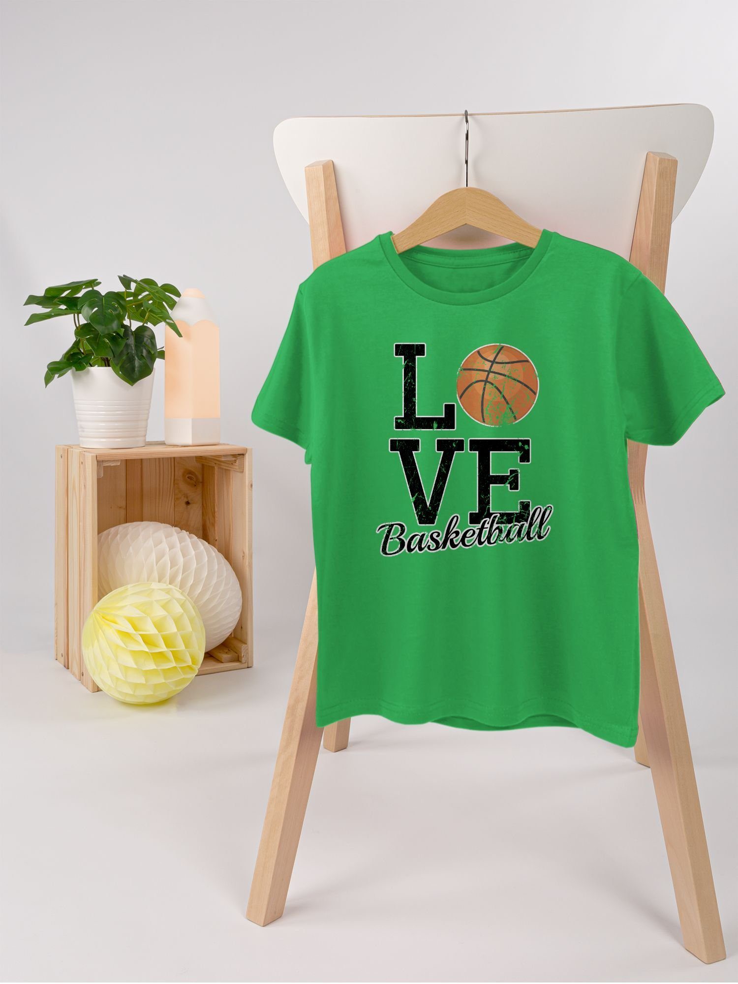 T-Shirt Basketball Shirtracer 3 Kinder Love Grün Sport Kleidung