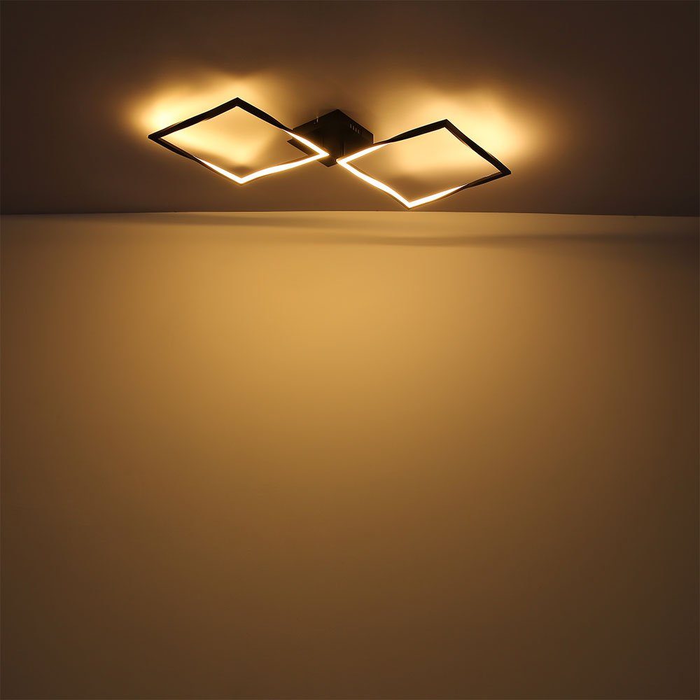 86,5 LED fest Deckenleuchte Warmweiß, LED Wohnzimmerlampe cm Deckenleuchte, Quadrate schwarz L etc-shop verbaut, LED-Leuchtmittel