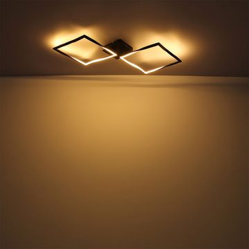 etc-shop LED Deckenleuchte, LED-Leuchtmittel fest verbaut, Warmweiß, LED Deckenleuchte Wohnzimmerlampe Quadrate schwarz L 86,5 cm