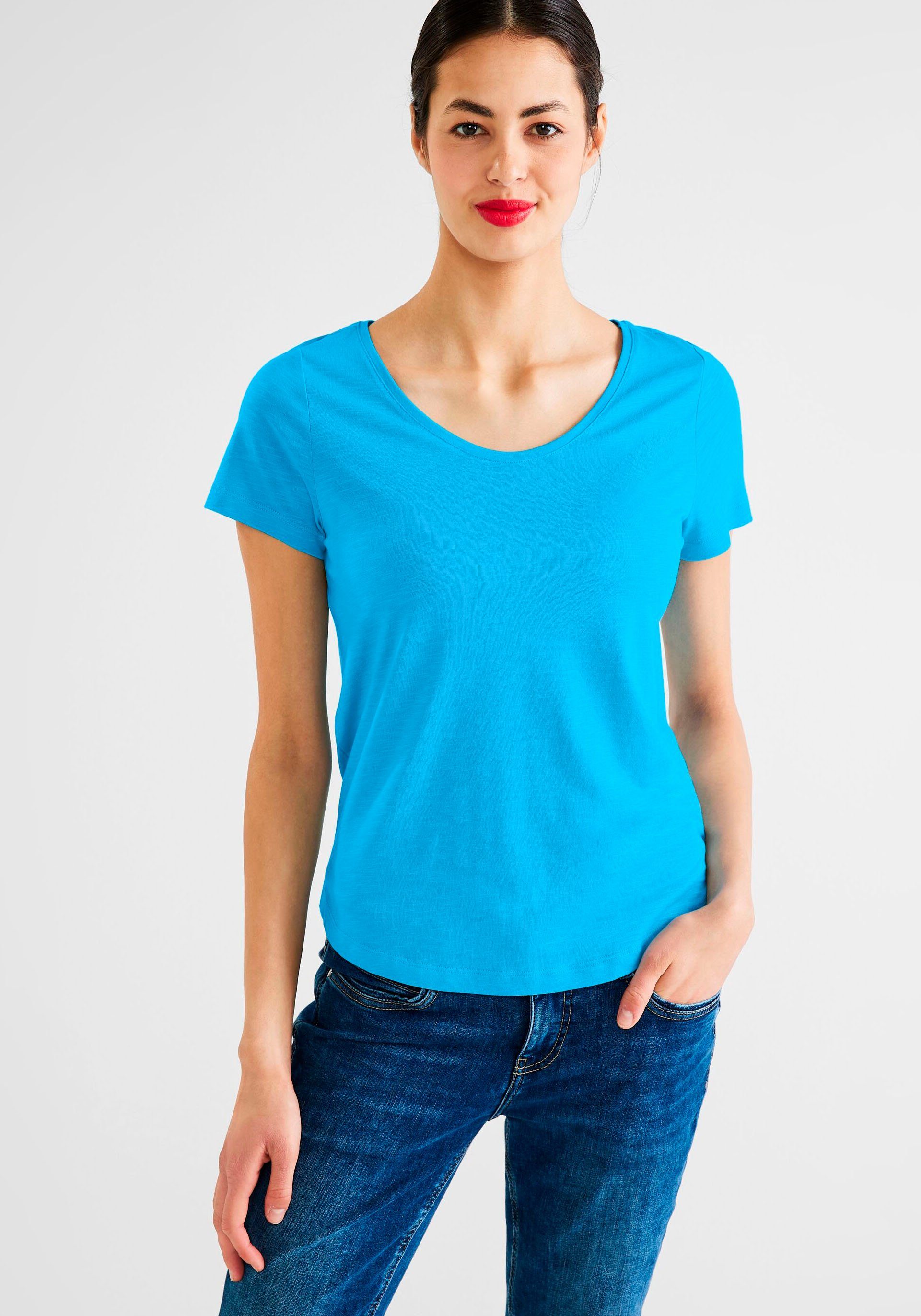 STREET ONE T-Shirt Style Gerda mit Rundhalsausschnitt blau