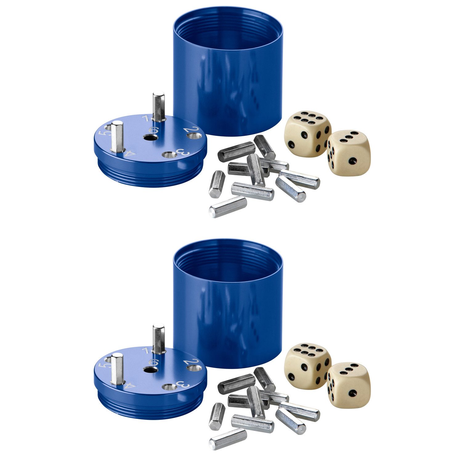 BestSaller Spiel SUPER SIX Würfelspiel Aluminum (2 Stück) SUPER SIX, Würfelspiel, 36 Spielstäbchen & 2 Würfel