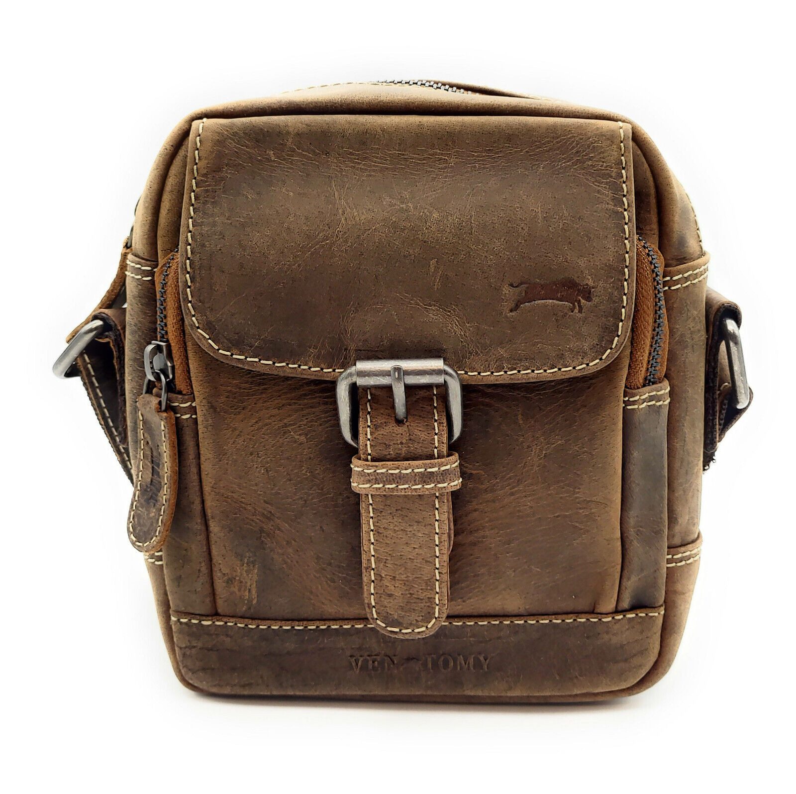 Ven Tomy Umhängetasche kleine Schultertasche Crossbag aus Büffelleder im vintage Look