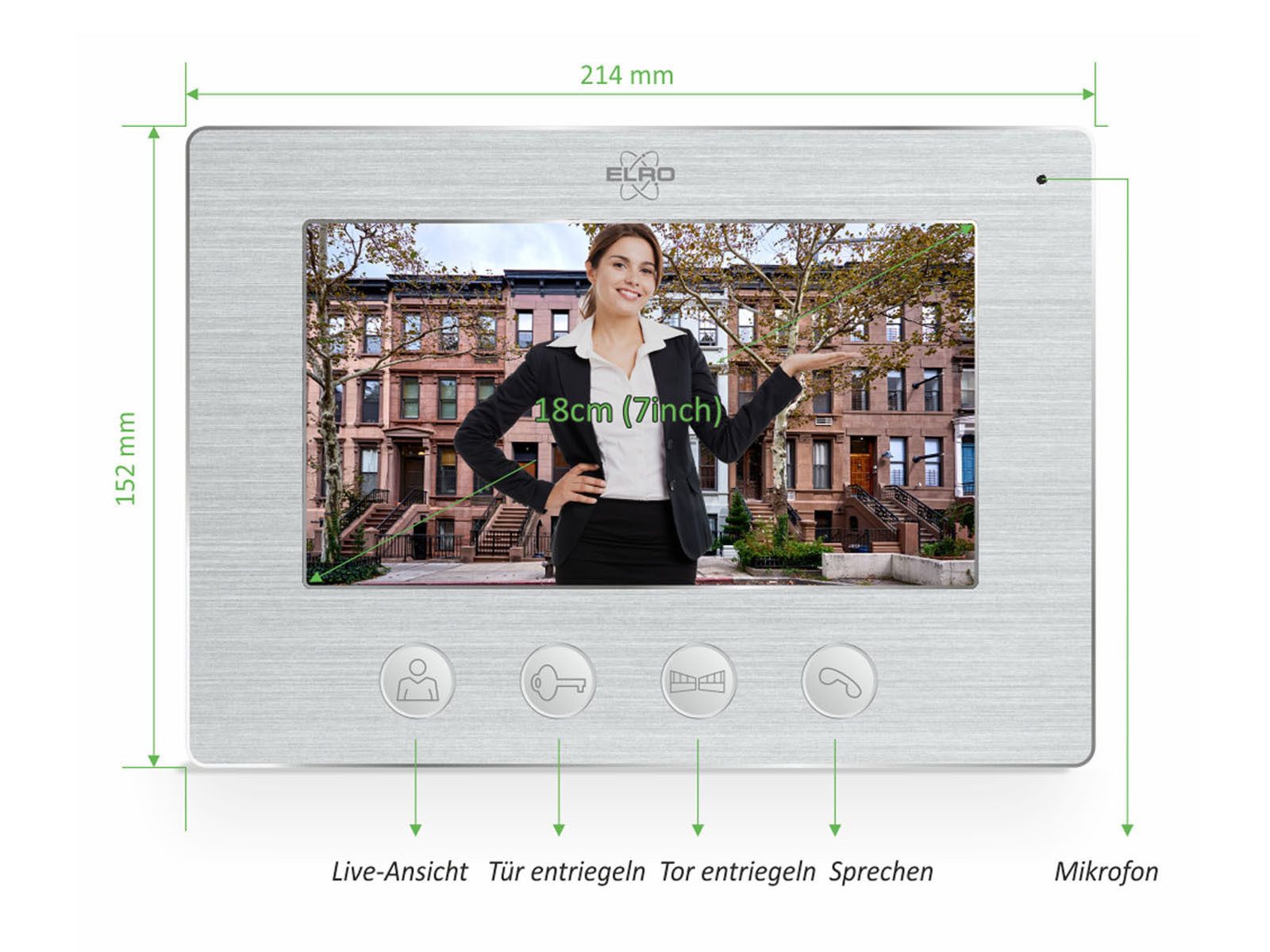 Elro Video-Türsprechanlage (Innenbereich, Außenbereich, Klingelanlage 1 Familienhaus, Kamera Tür-Klingel Video-Sprechanlage)