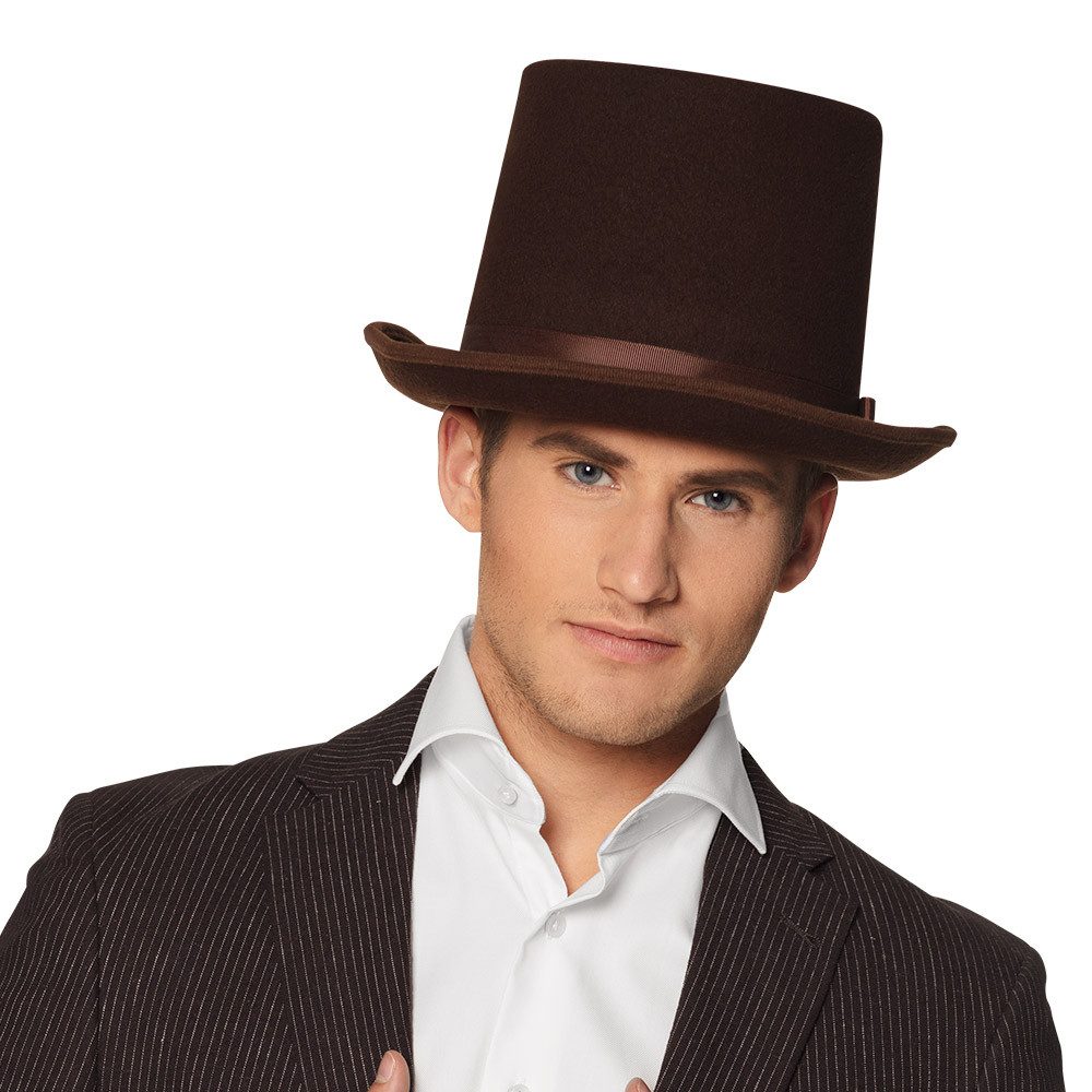 Boland Kostüm Zylinderhut Byron braun Hut für Gentleman Steampunk Karneval, mit einem elastischen Innenband
