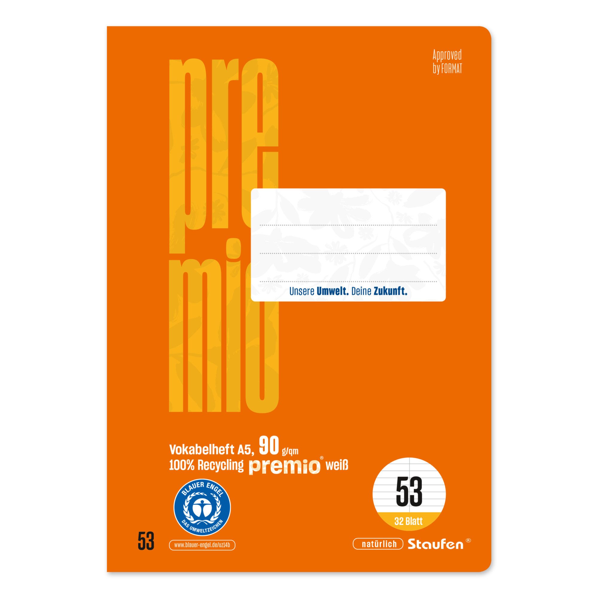 Staufen Schulheft Vokabelheft Premio 040785053 A4 90g 24 Blatt Lineatur 53 (10 Stück)