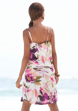 Beachtime Jerseykleid mit Blumendruck und dezenter Raffung, Sommerkleid, Strandkleid
