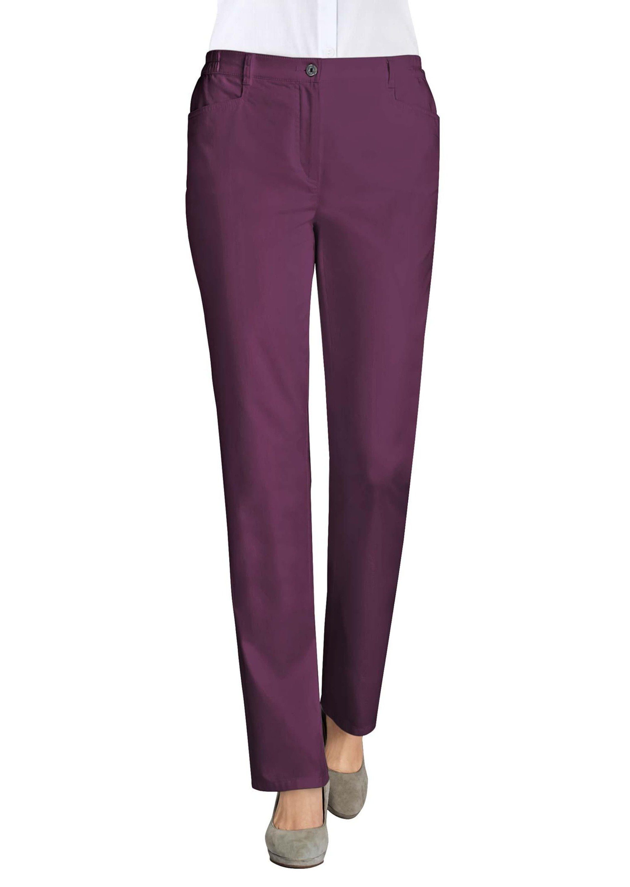 ANNA aubergine GOLDNER Baumwoll-Hose Stoffhose Leichte