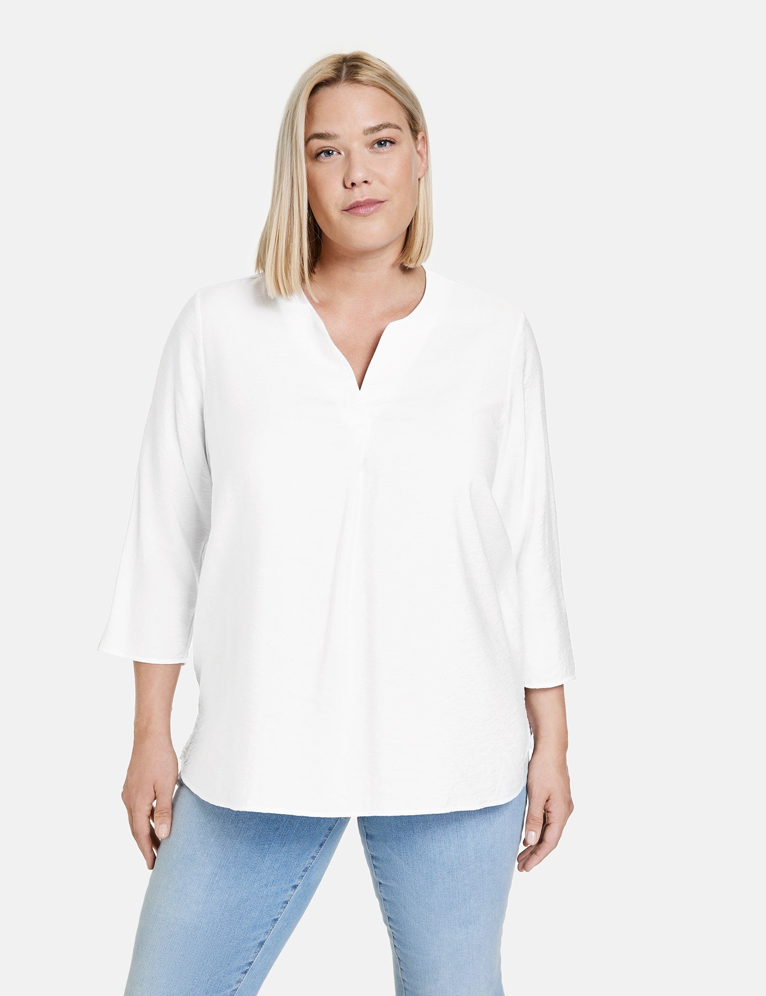 Samoon Klassische Bluse Feine 3/4 Arm Bluse white