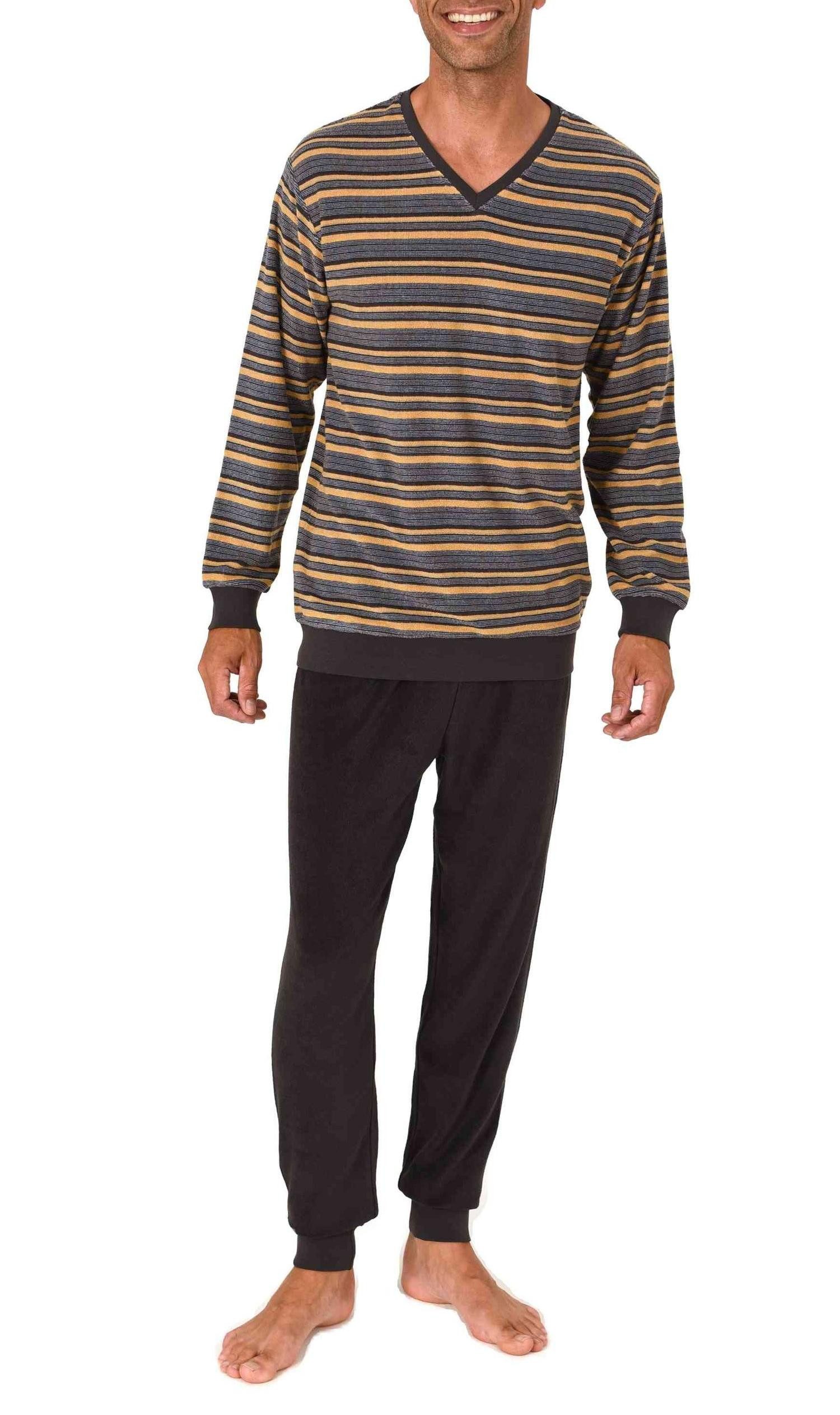 Normann Pyjama Normann Herren Frottee Schlafanzug gestreift – auch in Überg günstig online kaufen