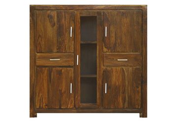 Massivmoebel24 Highboard Highboard Sheesham 145x42x140 life honey lackiert METRO LIFE #107