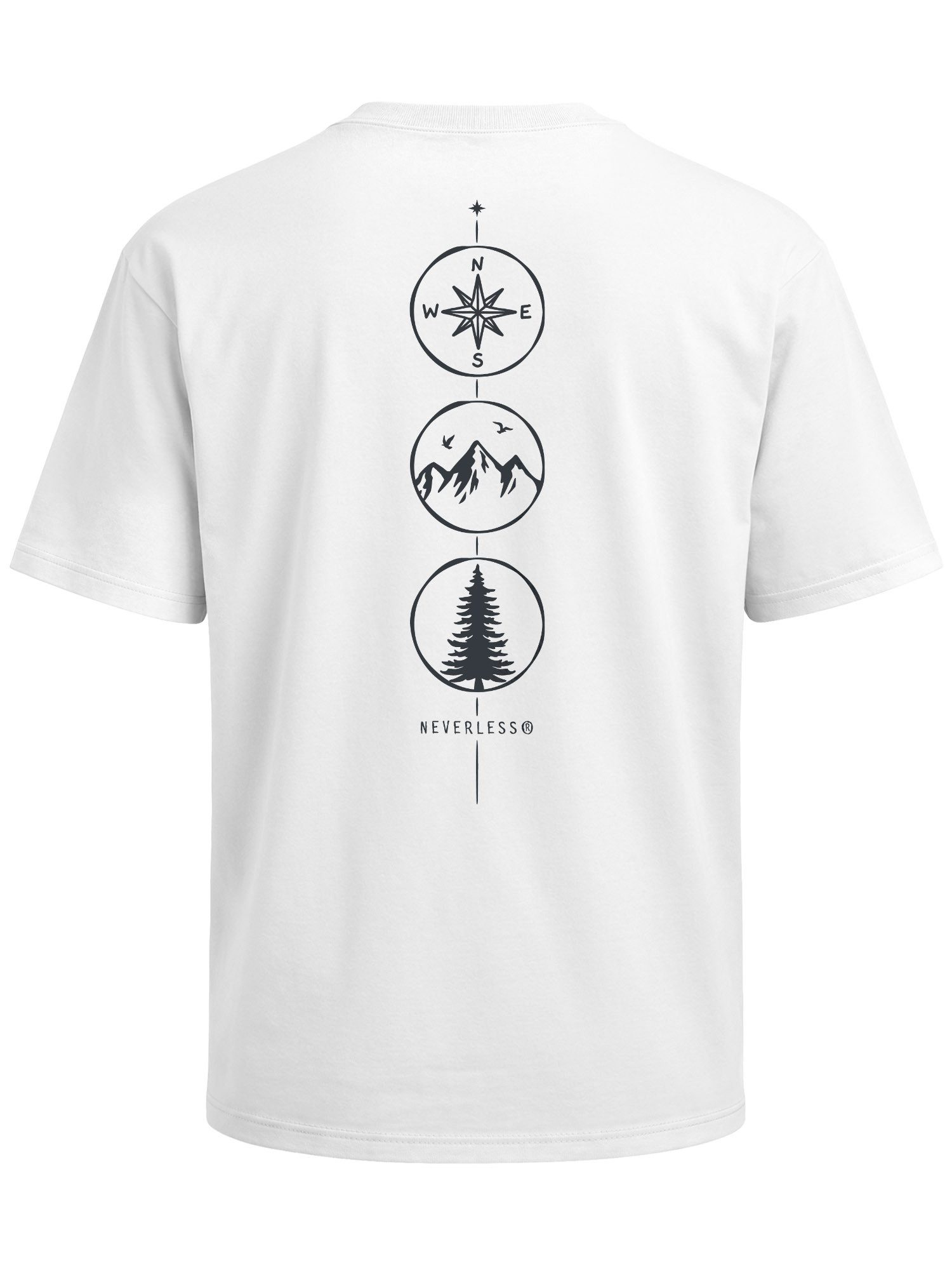 Neverless Oversize-Shirt Herren T-Shirt - Kompass Outdoor - Oversized Relaxed Fit Sommer mit Print