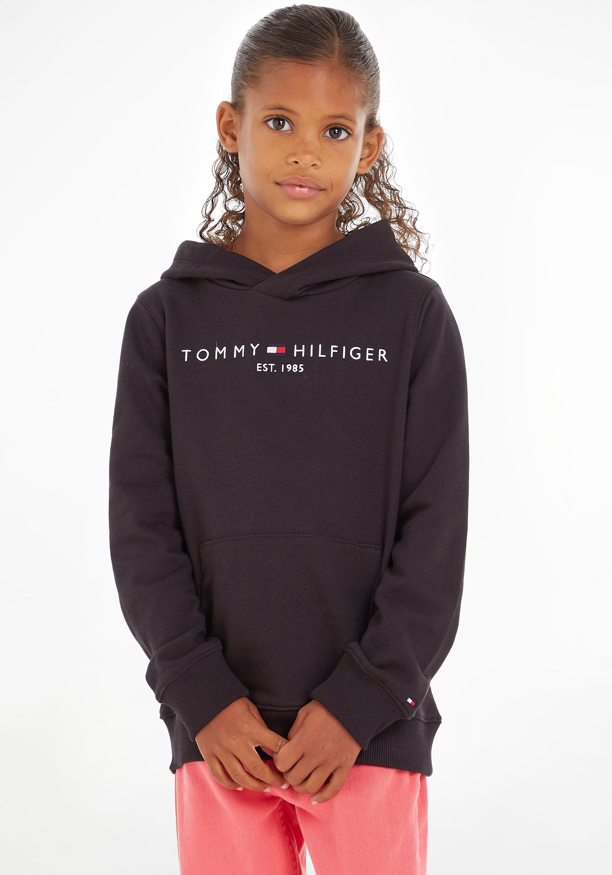 für Mädchen und HOODIE ESSENTIAL Hilfiger Kapuzensweatshirt Jungen Tommy