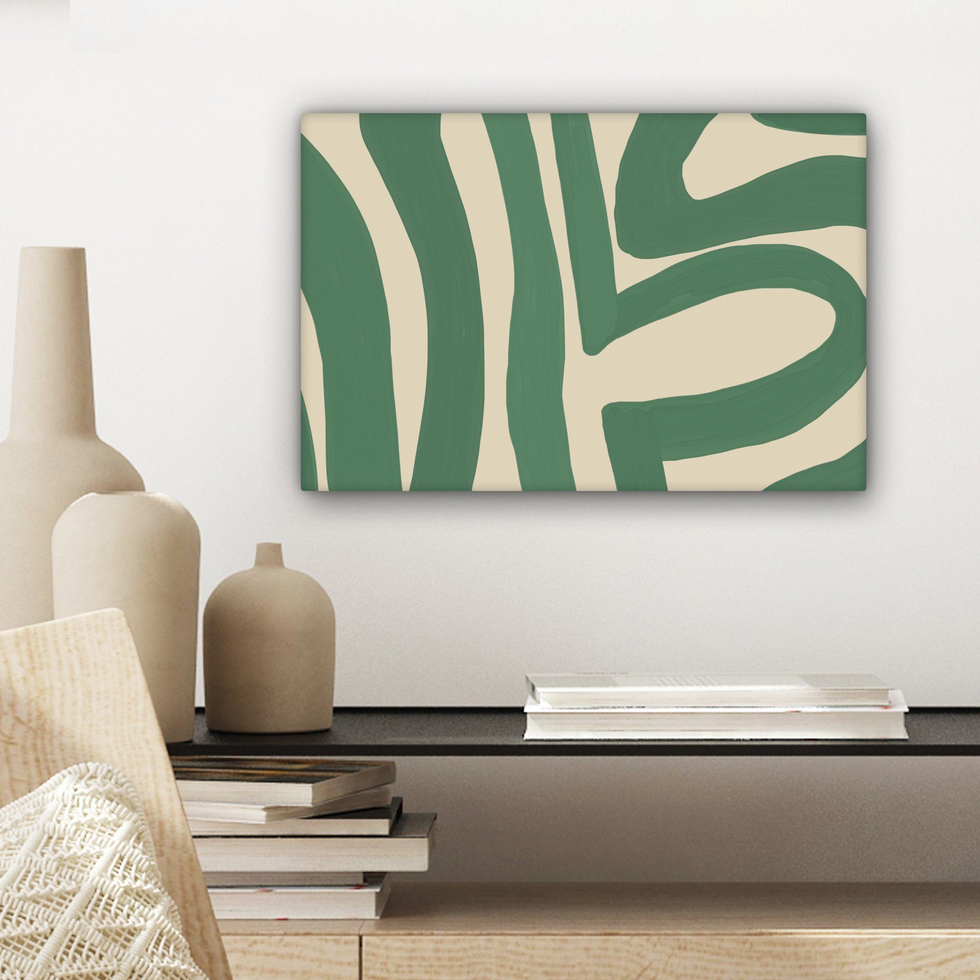 Abstrakt, Kunst cm Aufhängefertig, - St), 30x20 Wandbild OneMillionCanvasses® - Leinwandbild (1 Wanddeko, Grün Leinwandbilder,