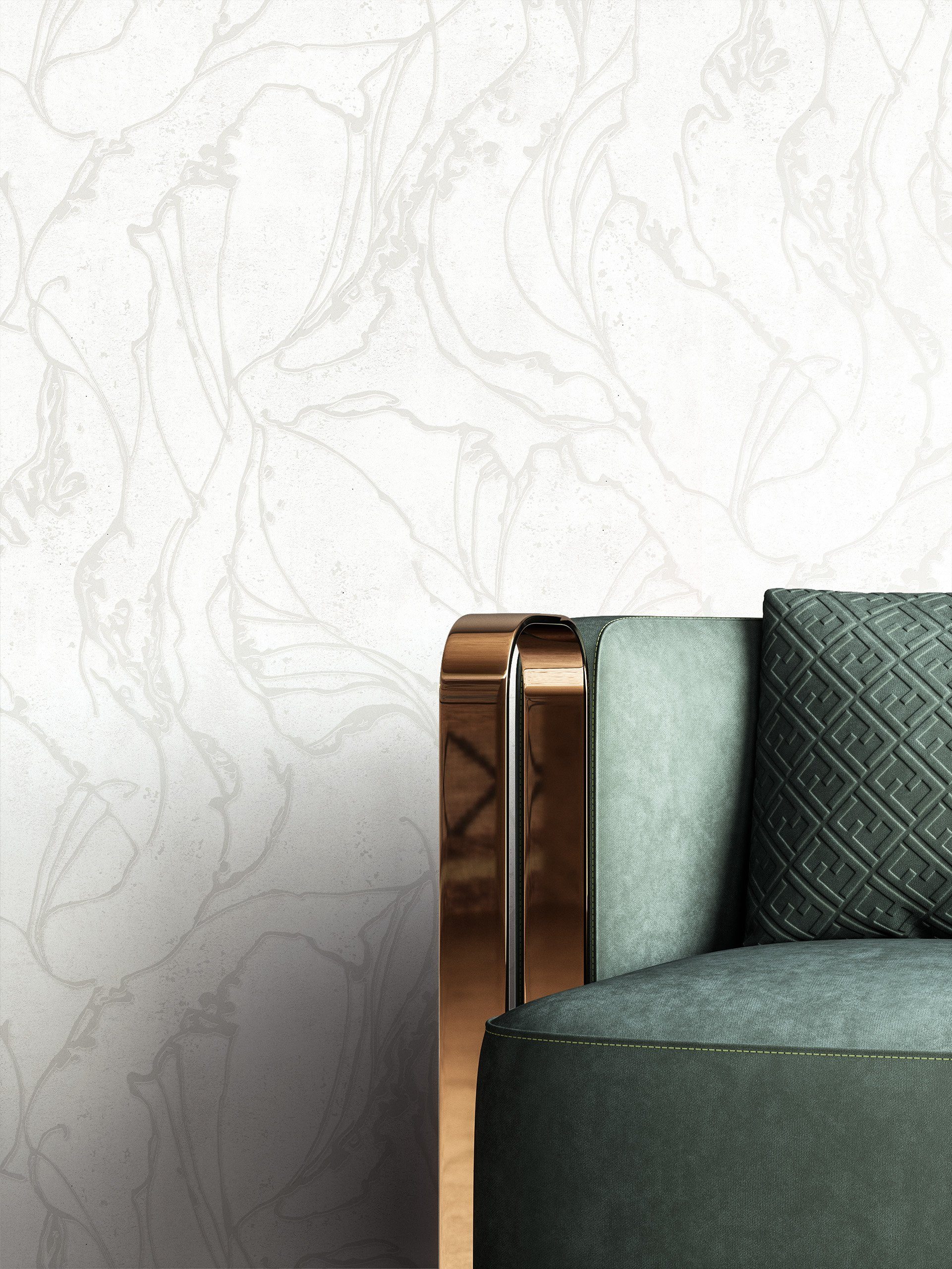 Newroom Vliestapete Fozia White Tapete Mustertapete Grafik,Linien,Leicht glänzend, Weiß Tapete Modern Grafik - Glanztapete Abstrakt Pearl Metallic Grafisch 3D Optik Linien Leicht glänzend für Wohnzimmer Schlafzimmer Küche, Glanztapete