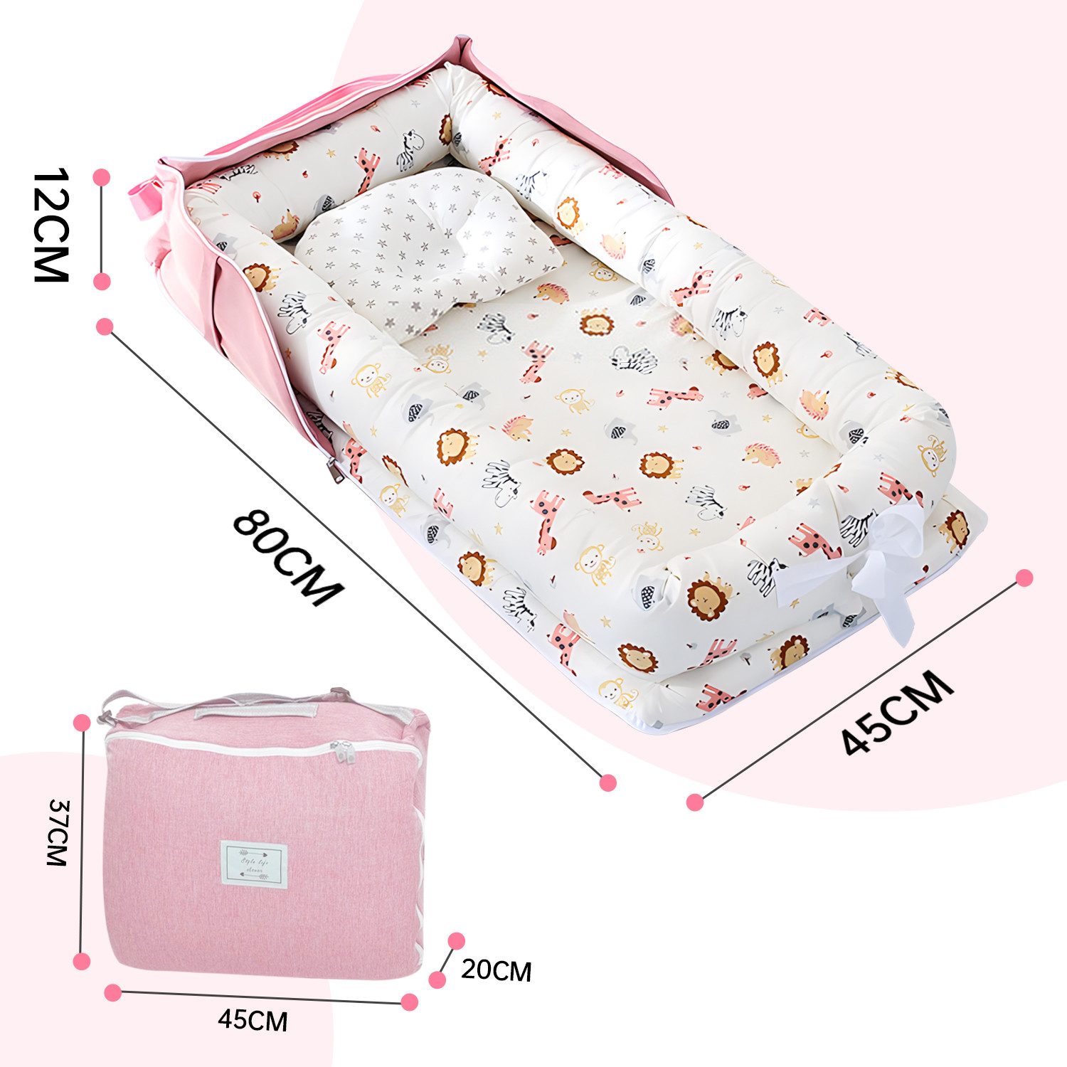 SEHAUSEU Kuschelnest Kuschelnest Bettnestchen Babylounge Babykokon Handtaschendesign, Wickelauflage