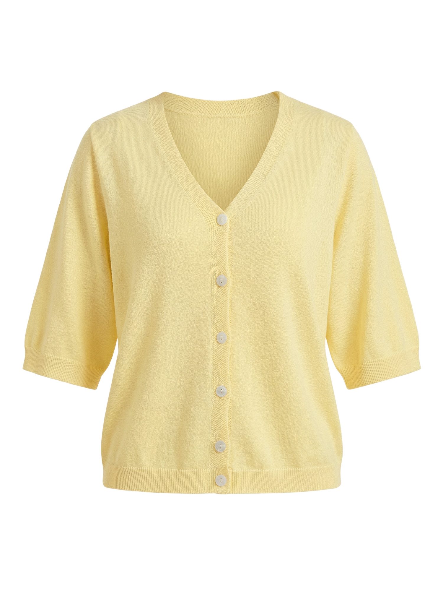 Imily Bela Kurzarmpullover Damen Lässige Strickpullover mit Knöpfen (Packung, 1-tlg., 1per-Pack) mit V-Ausschnitt
