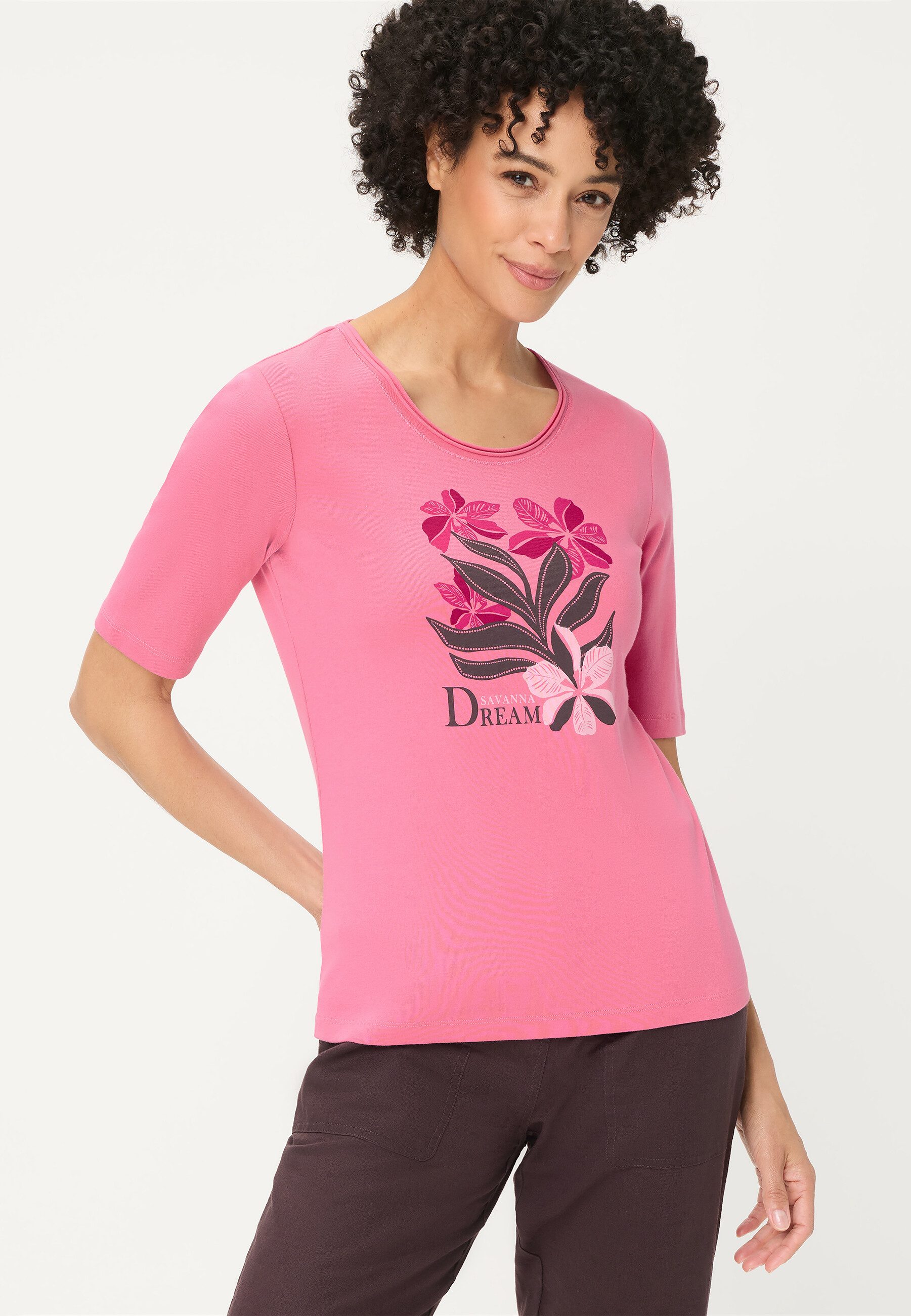 Olsen T-Shirt Shirt mit Placement-Print und Rundhalsausschnitt