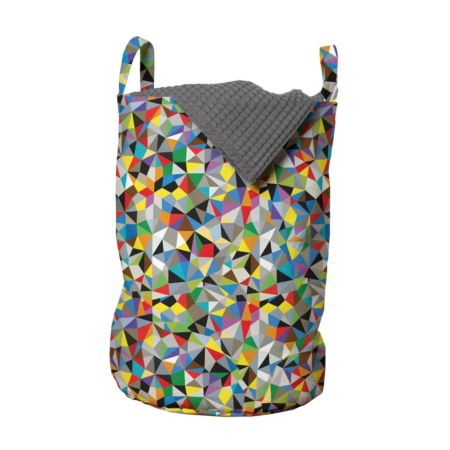 Abstrakt Wäschekorb Geometrisches Abakuhaus Mosaik-Motiv mit für Wäschesäckchen Kordelzugverschluss Griffen Waschsalons,