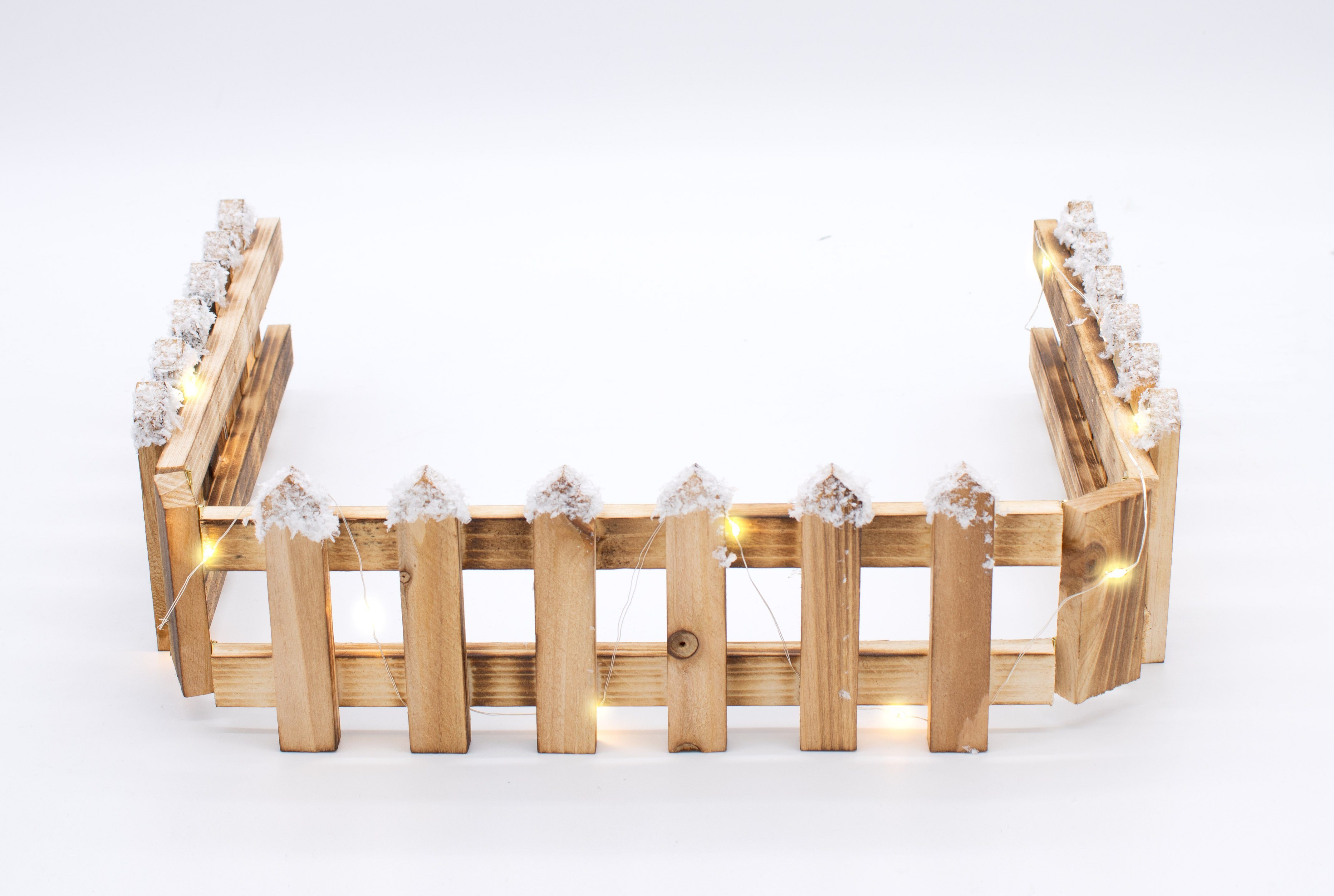 Spetebo Dekoobjekt Holz Deko Zaun mit 15 LED in warm weiß - 90x10 cm (Stück günstig online kaufen