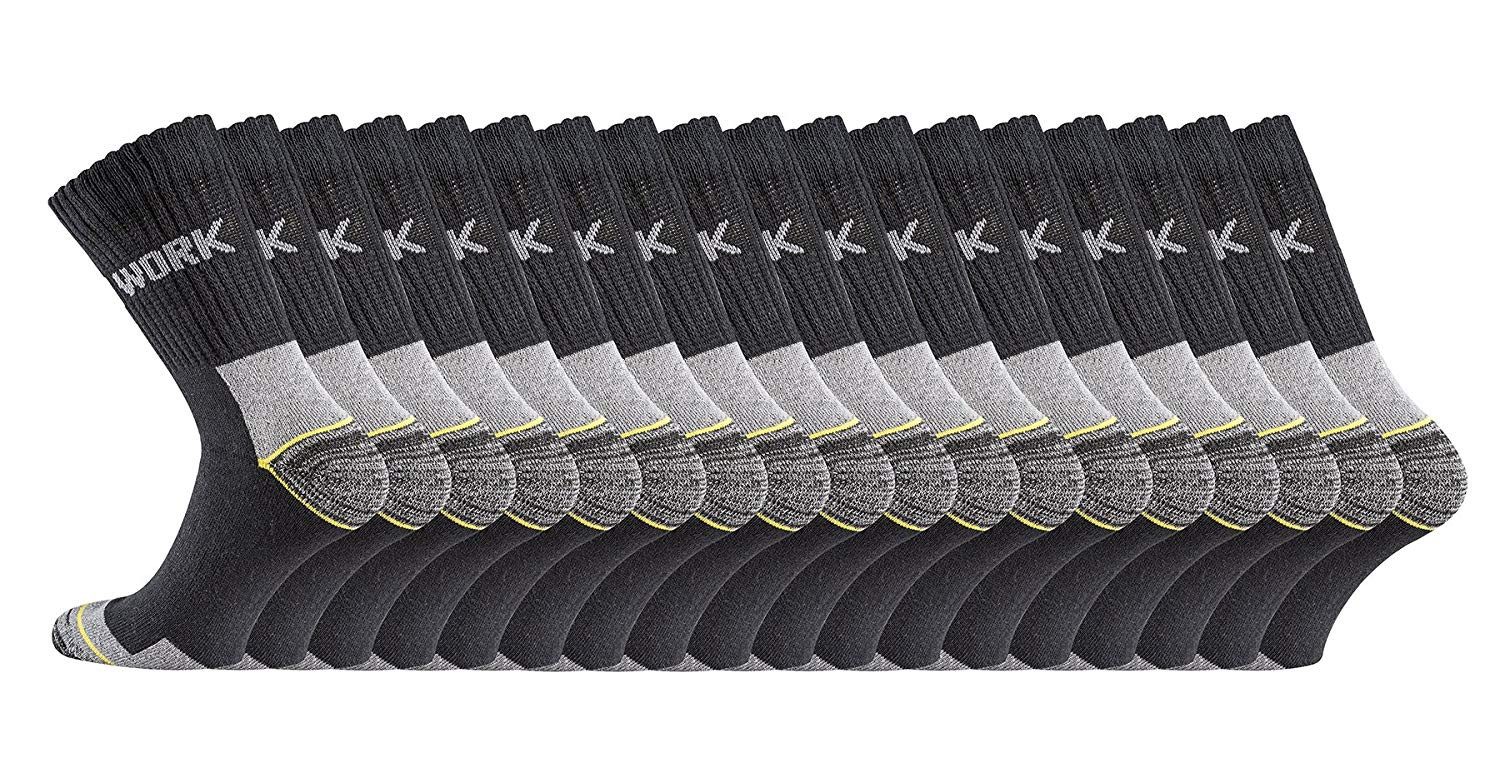Arbeitssocken 18 Paar robuste Herren Arbeitssocken, Work Socks, Crew lang