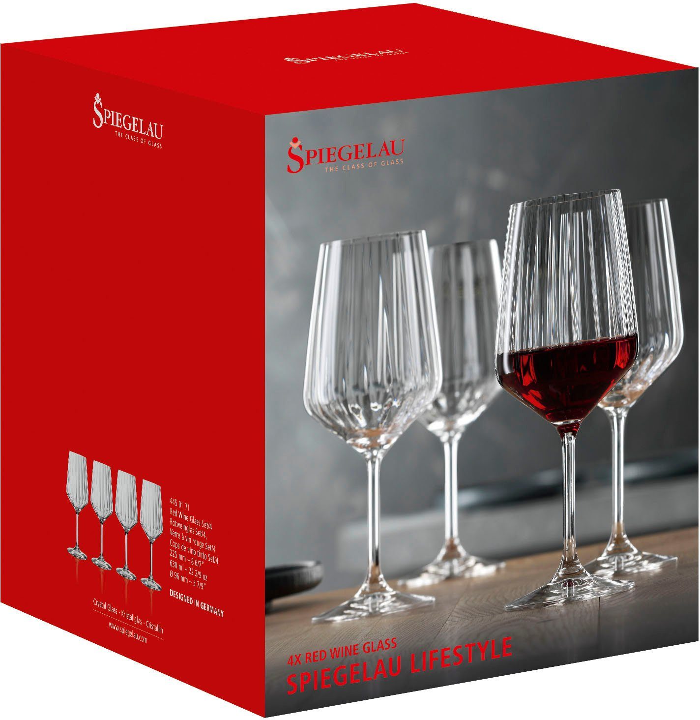 SPIEGELAU Rotweinglas LifeStyle, 4-tlg., Kristallglas, 630 ml, 4-teilig