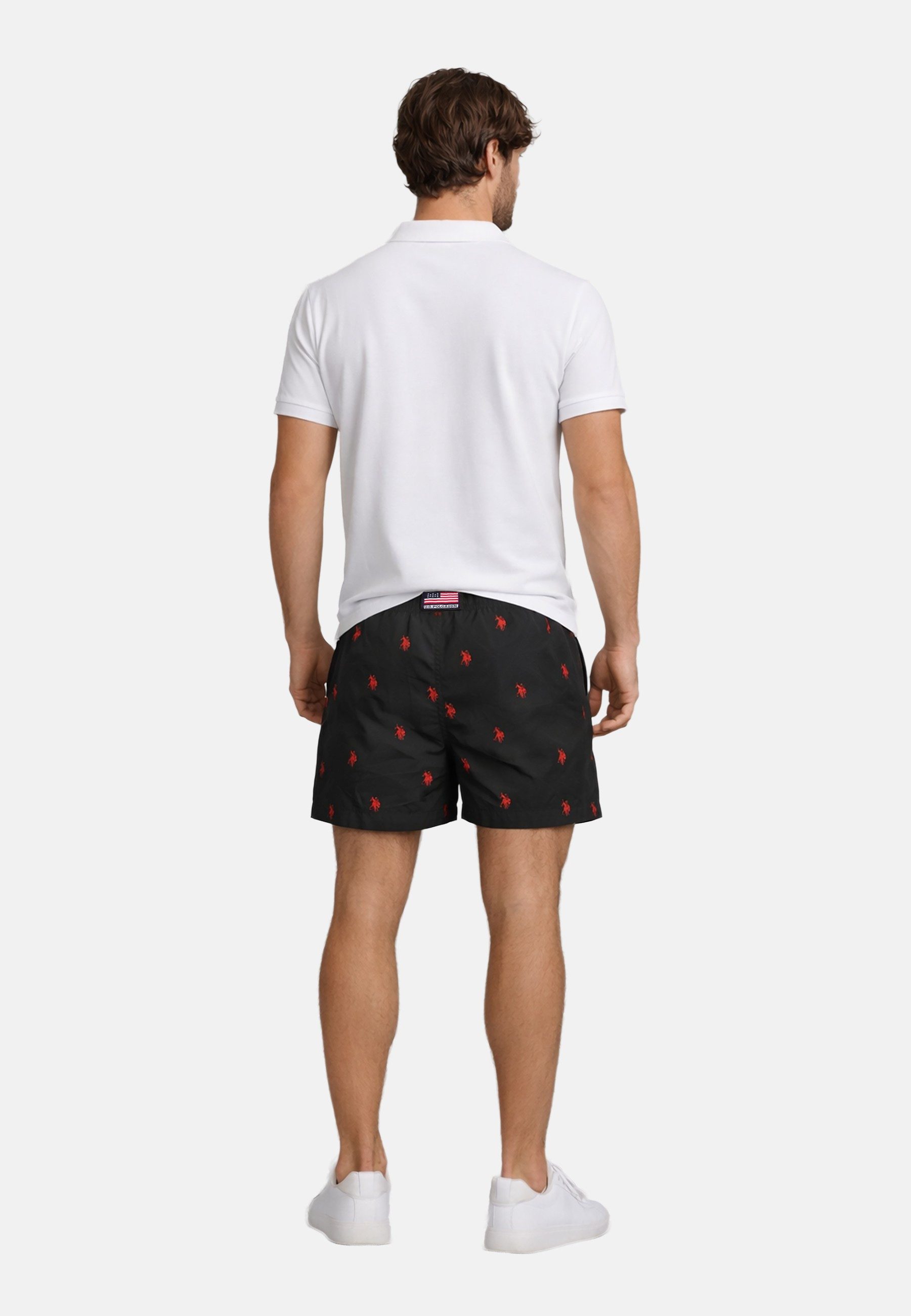 U.S. Polo Assn. Badeshorts Schwimmshorts USMilan – Herren Shorts mit Allover-Logo-Design Allover-Logo-Print, zwei Eingrifftaschen, verstellbare Bindekordel