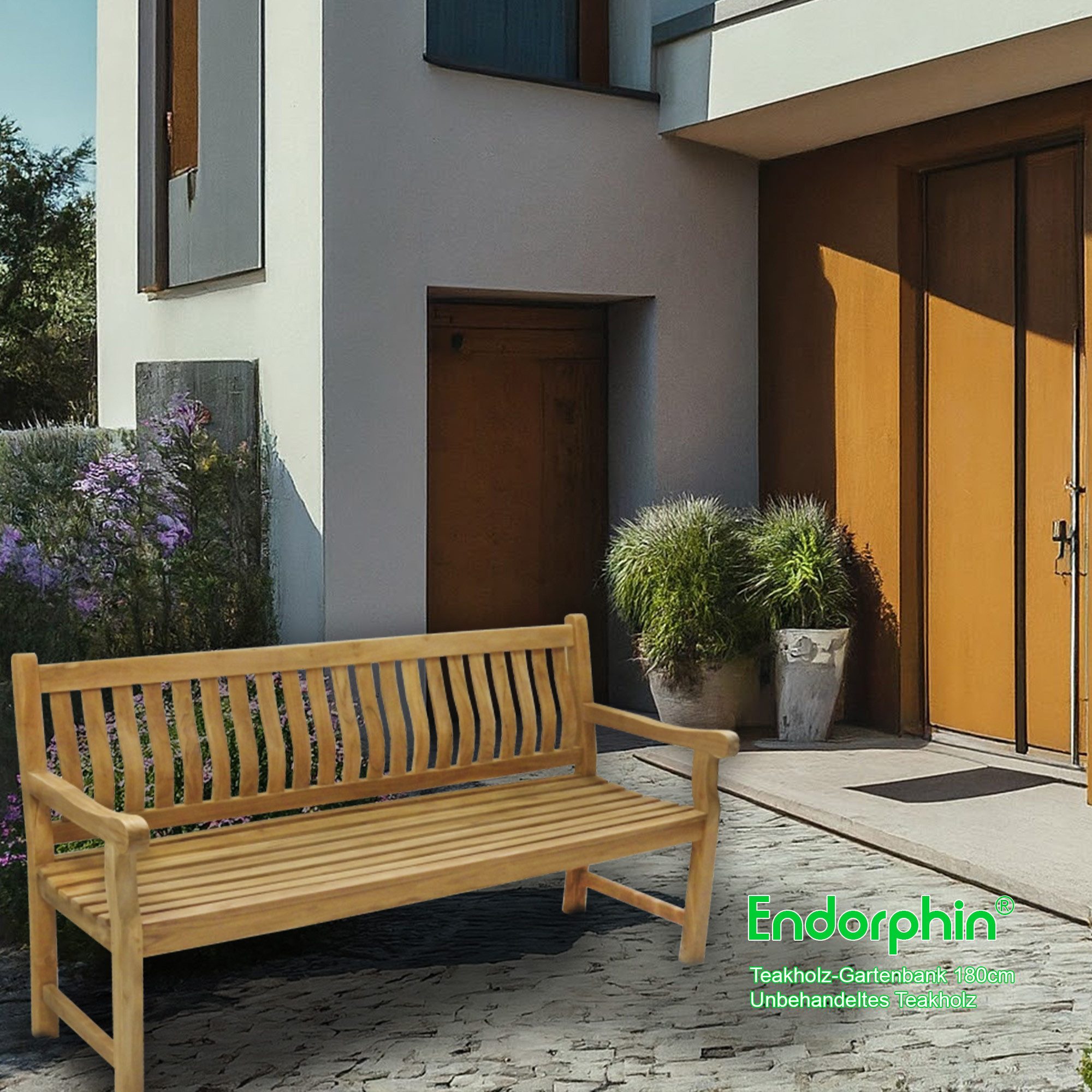 Endorphin Sitzbank Gartenbank 180 cm breite, Gartenmöbel, Parkbank, Teakholz Bank, Kernho