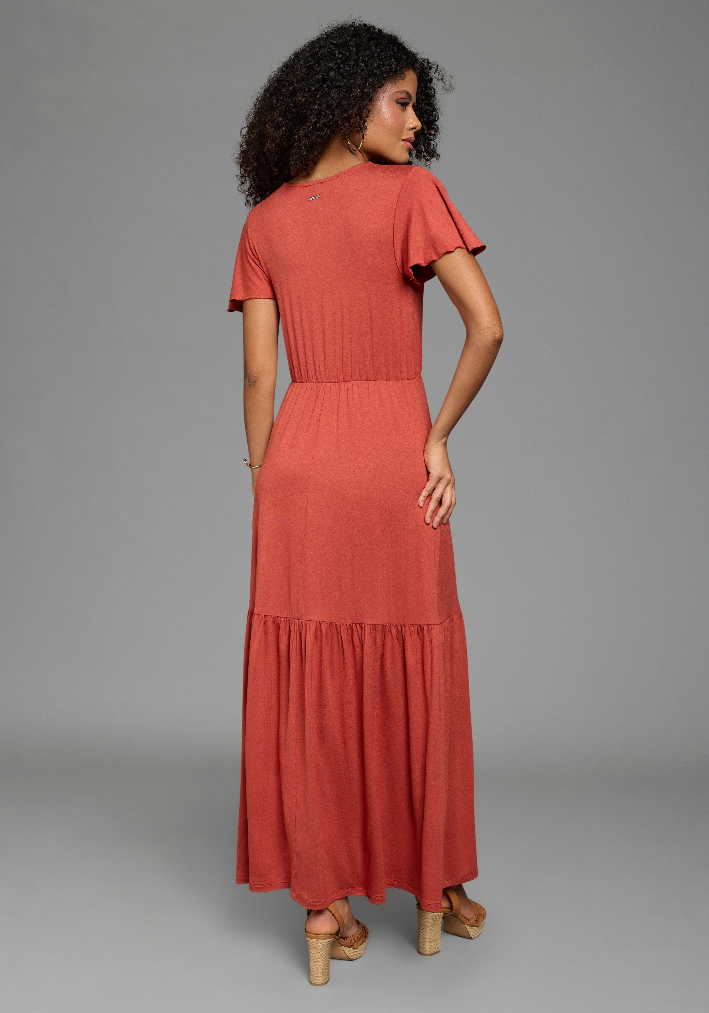 Laura Scott Sommerkleid langer Schnitt, für warme Tage, aus Single Jersey, mit Flügelärmeln