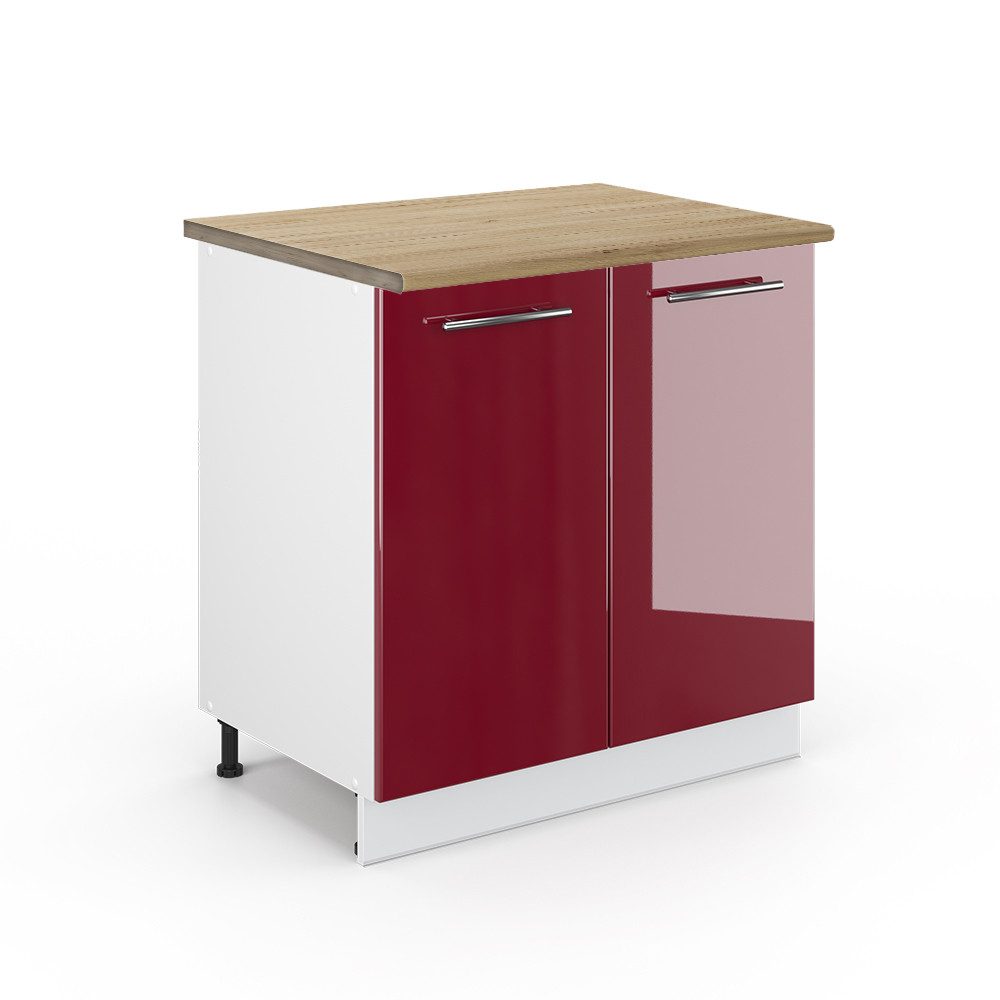 Vicco Spülenunterschrank Fame-Line Bordeaux Hochglanz/Weiß 80 cm mit Regal günstig online kaufen