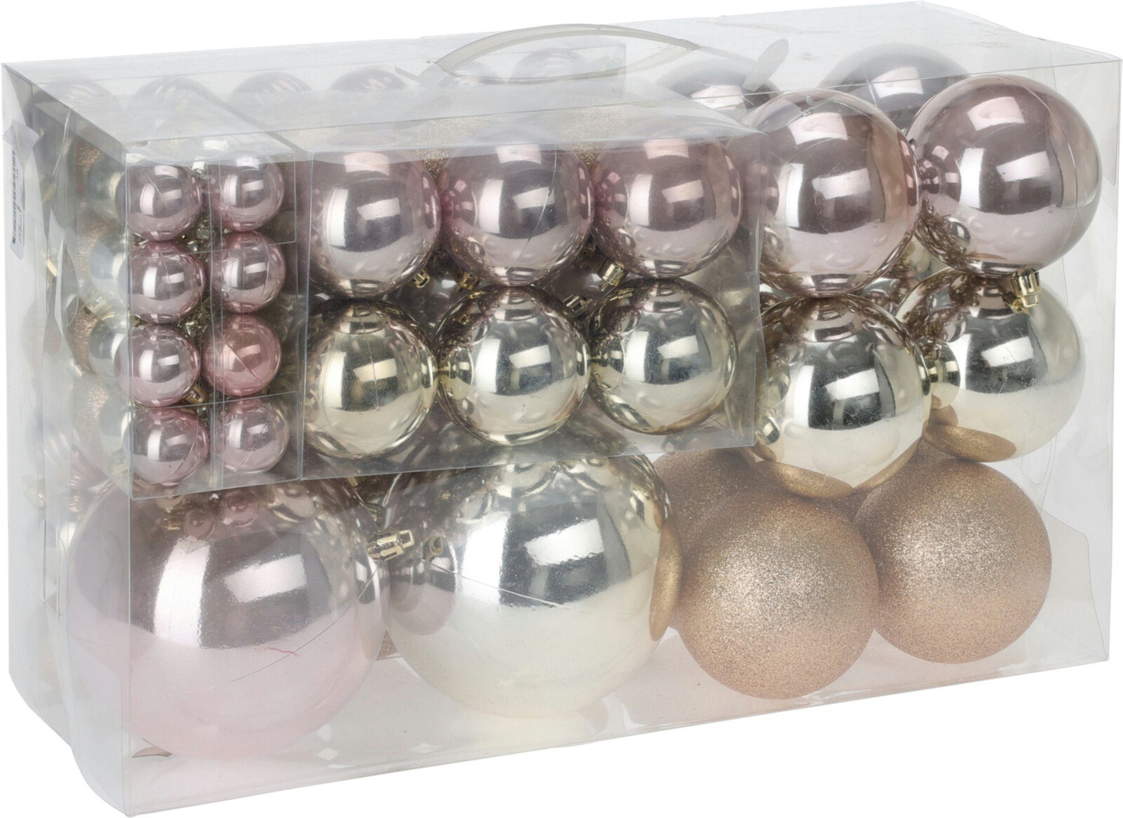 Koopman Weihnachtsbaumkugel Baumkugeln Rose-Pink Kunststoff verschiedene Größen 94er Set (94 St), Weihnachtskugeln, Kunststoff, Christbaumkugeln, 94tlg, Baumkugeln