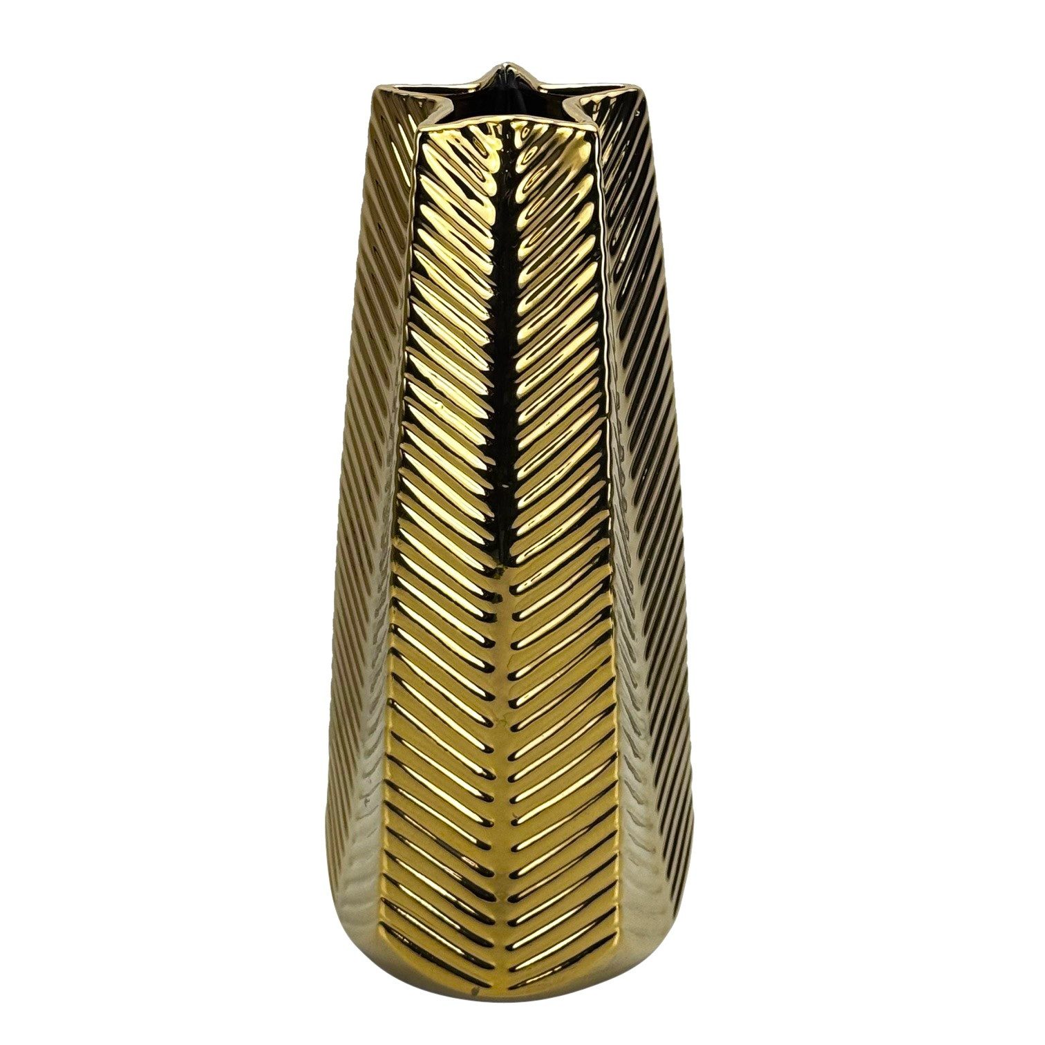 Online-Fuchs Dekovase Blumenvase aus Keramik in Sternform modern, 30,5 cm groß (Silber oder Gold, glänzende Oberfläche), ideal geeignet für langstielige Blumen, Äste und Gräser