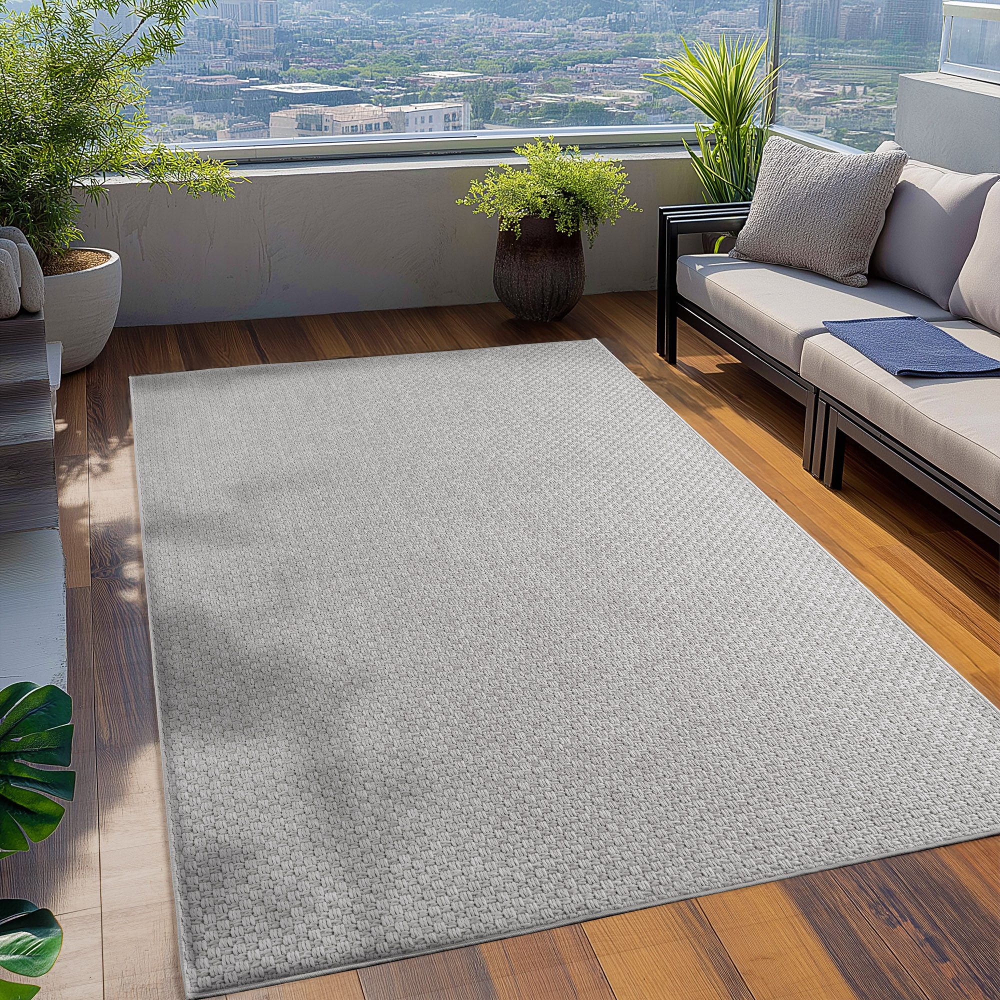 Teppium Teppich Einfarbiger Geflochtener Teppich, Rechteckig, Höhe: 5 mm, I günstig online kaufen