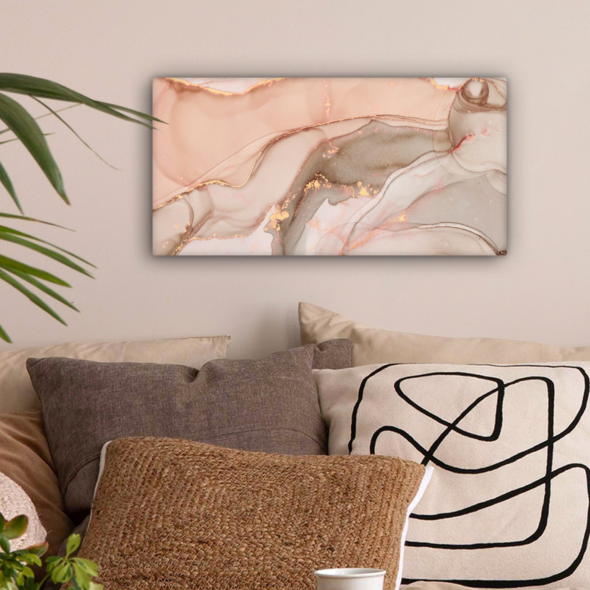 OneMillionCanvasses® Leinwandbild Panorama Marmor - Rosa günstig online kaufen