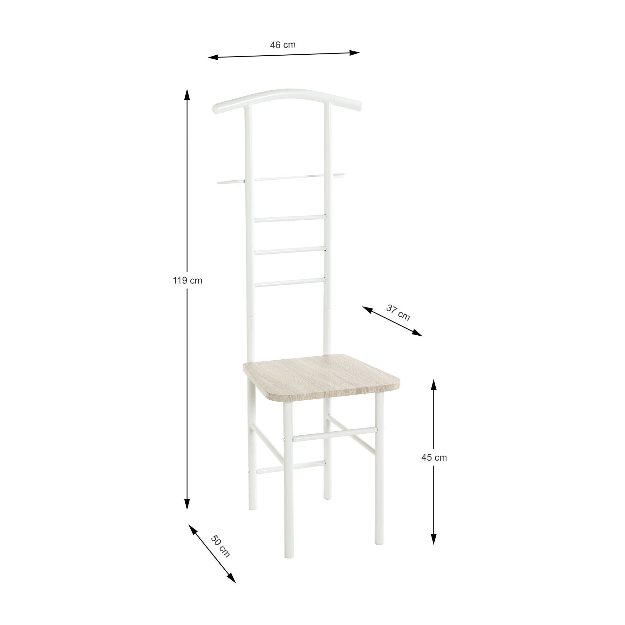 HAKU Herrendiener, (1 St), Stummer Diener Eiche hell Dekor Stahlrohr weiß 46x119cm