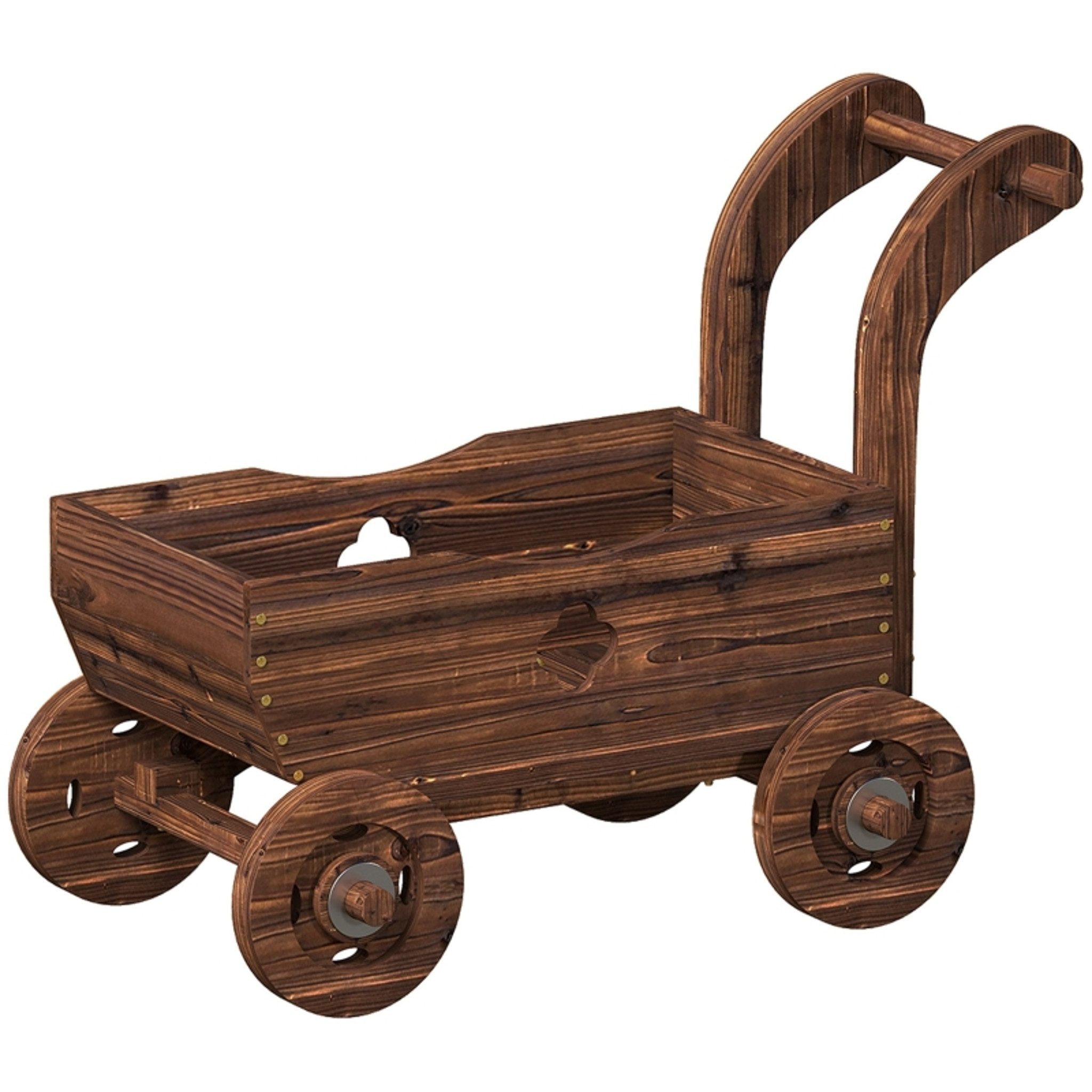 MC Star Hochbeet Hochbeet Holz, Pflanzbeet in Wagenform Frühbeet (mit 4 Rädern Griff Gartenbeet 68 x 38 x 52cm)